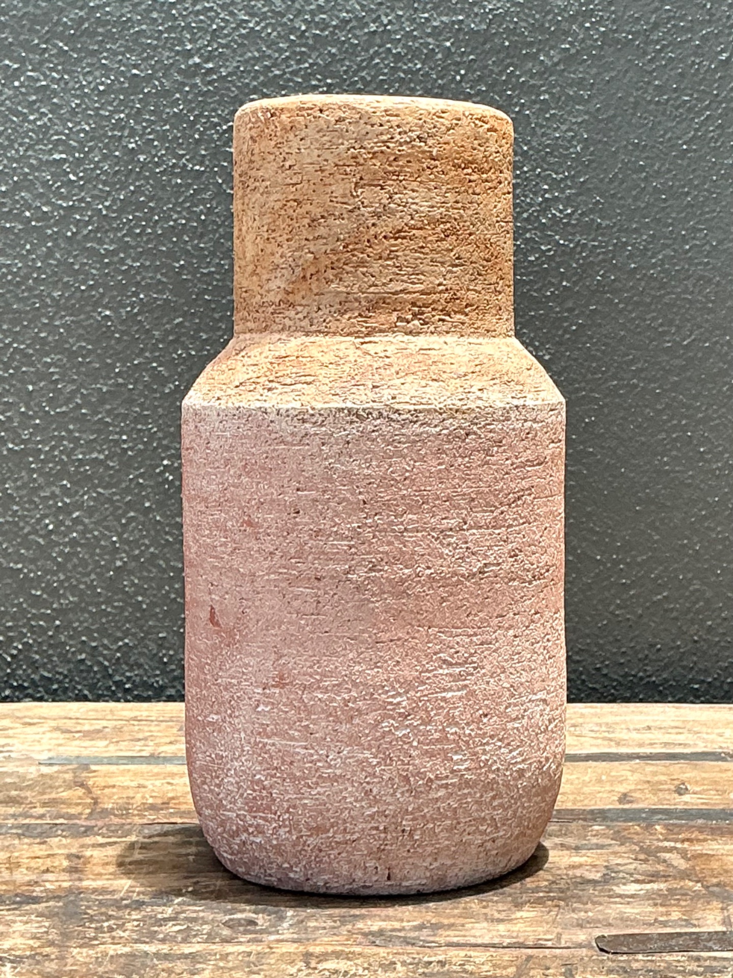 Vintage Studio Pottery Vase - Terracotta, 6W x 12H - Side view