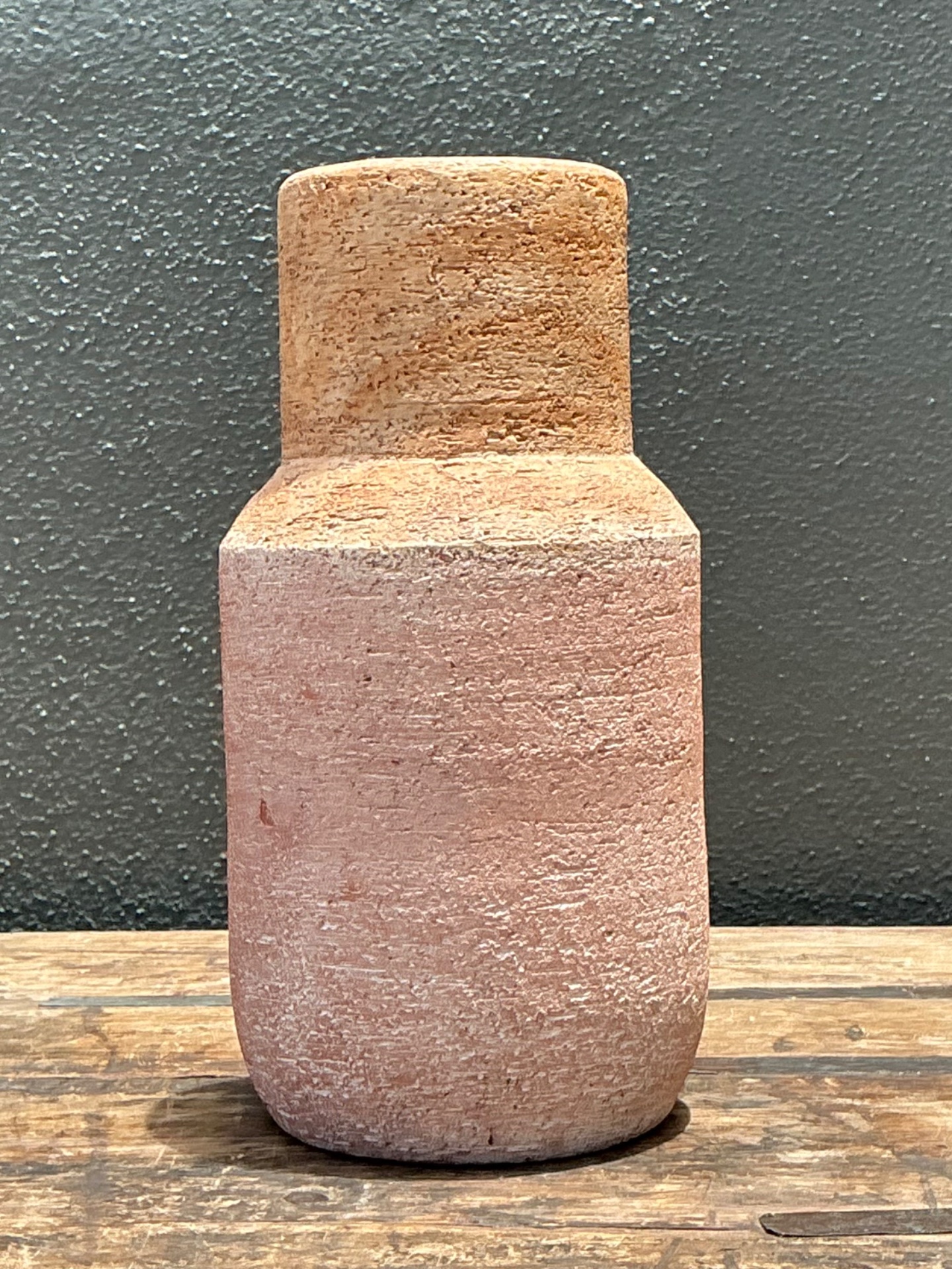 Vintage Studio Pottery Vase - Terracotta, 6W x 12H - Top view