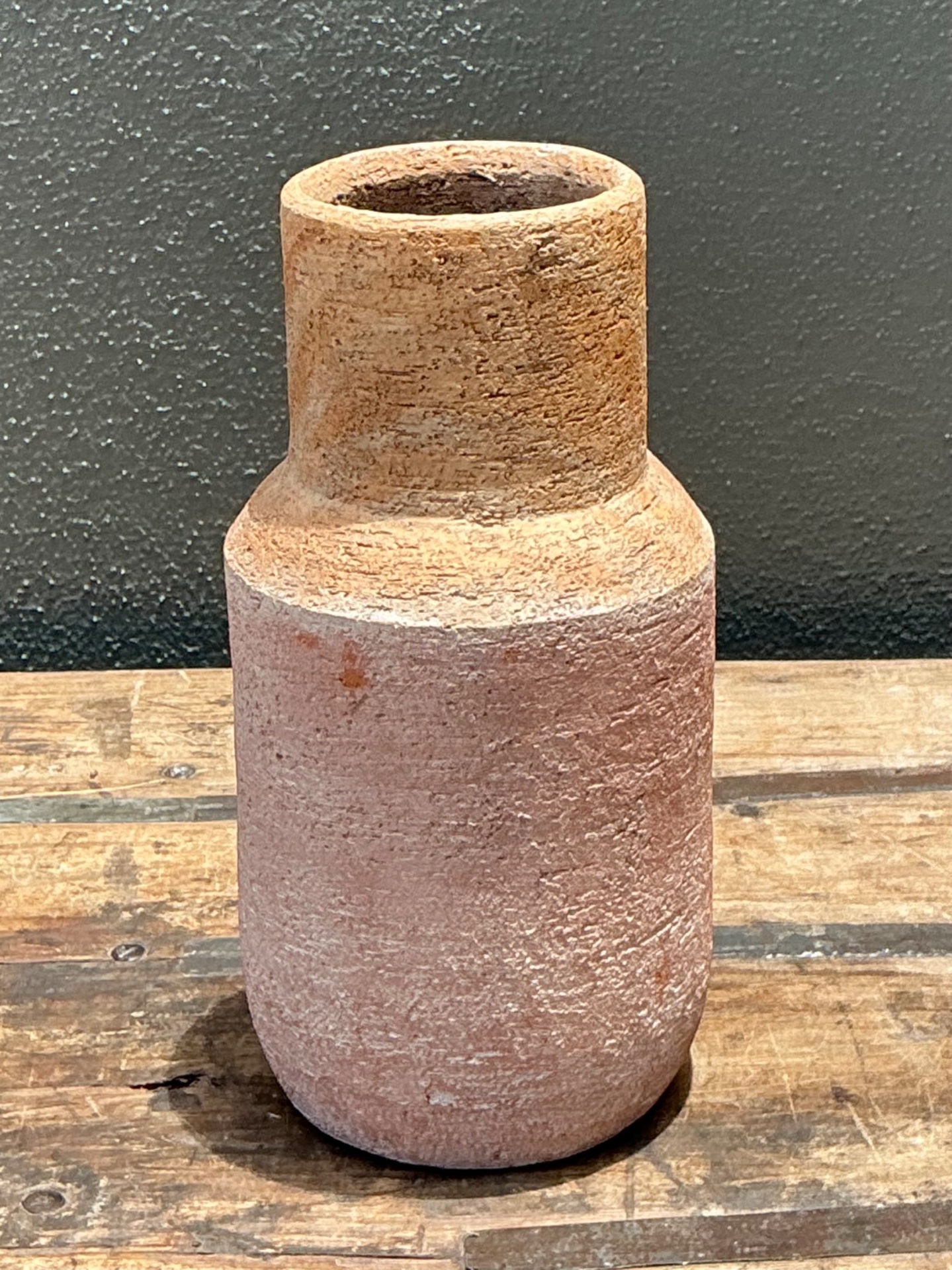 Vintage Studio Pottery Vase - Terracotta, 6W x 12H - Back view