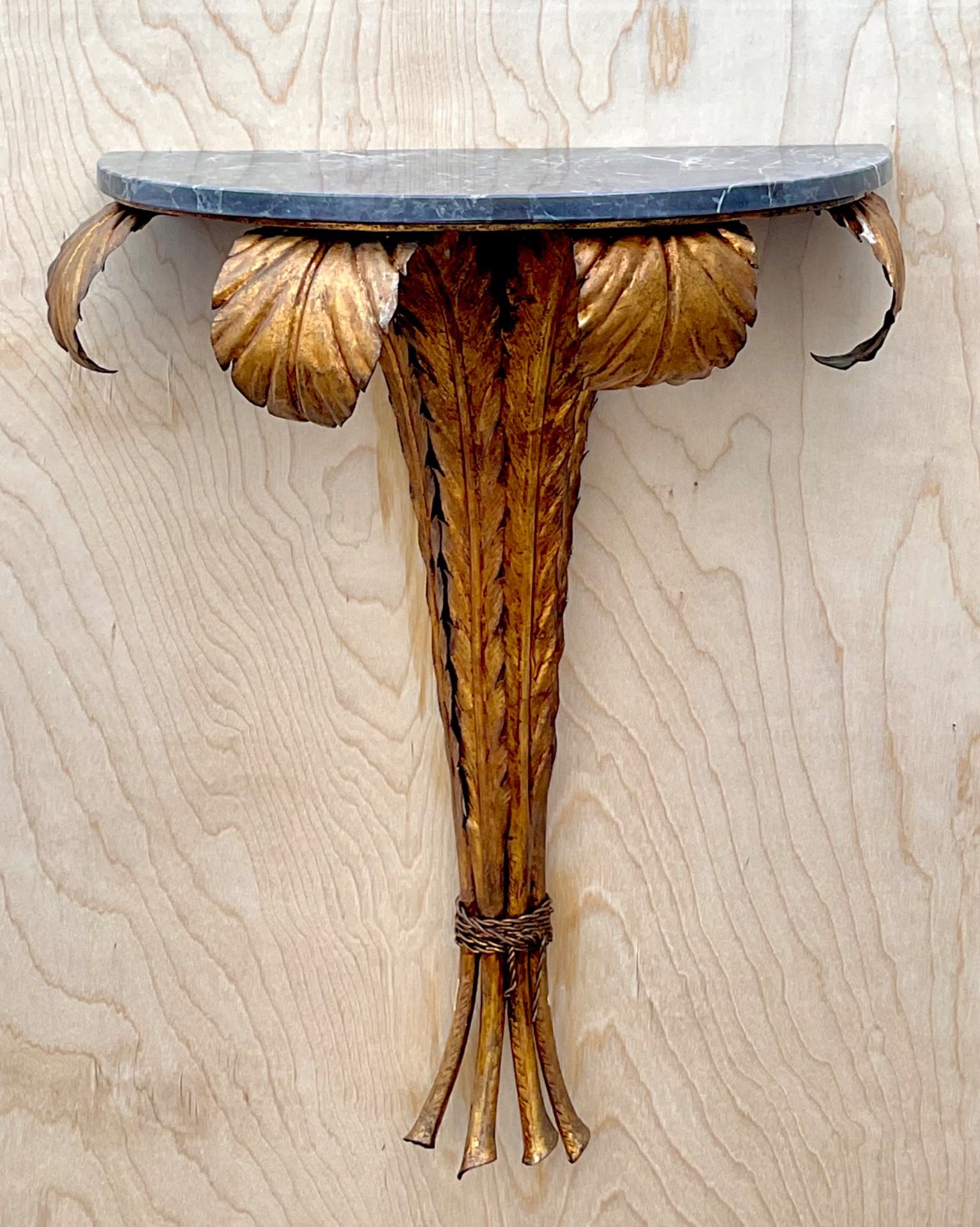 Vintage Gilt Metal and Marble Wall Console - Back view