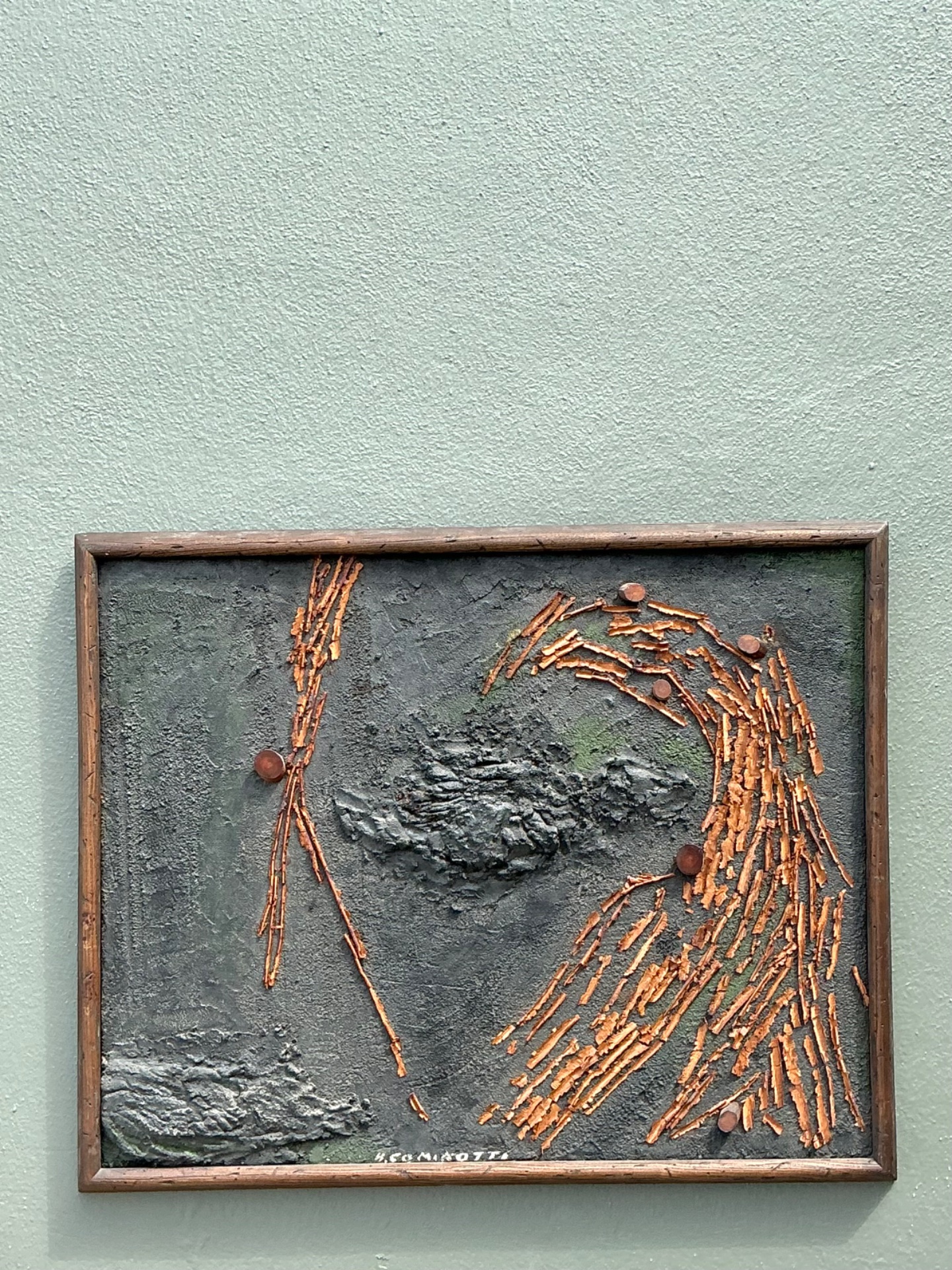 Vintage 1963 Italian Mixed Medial Oil On Board - Back view