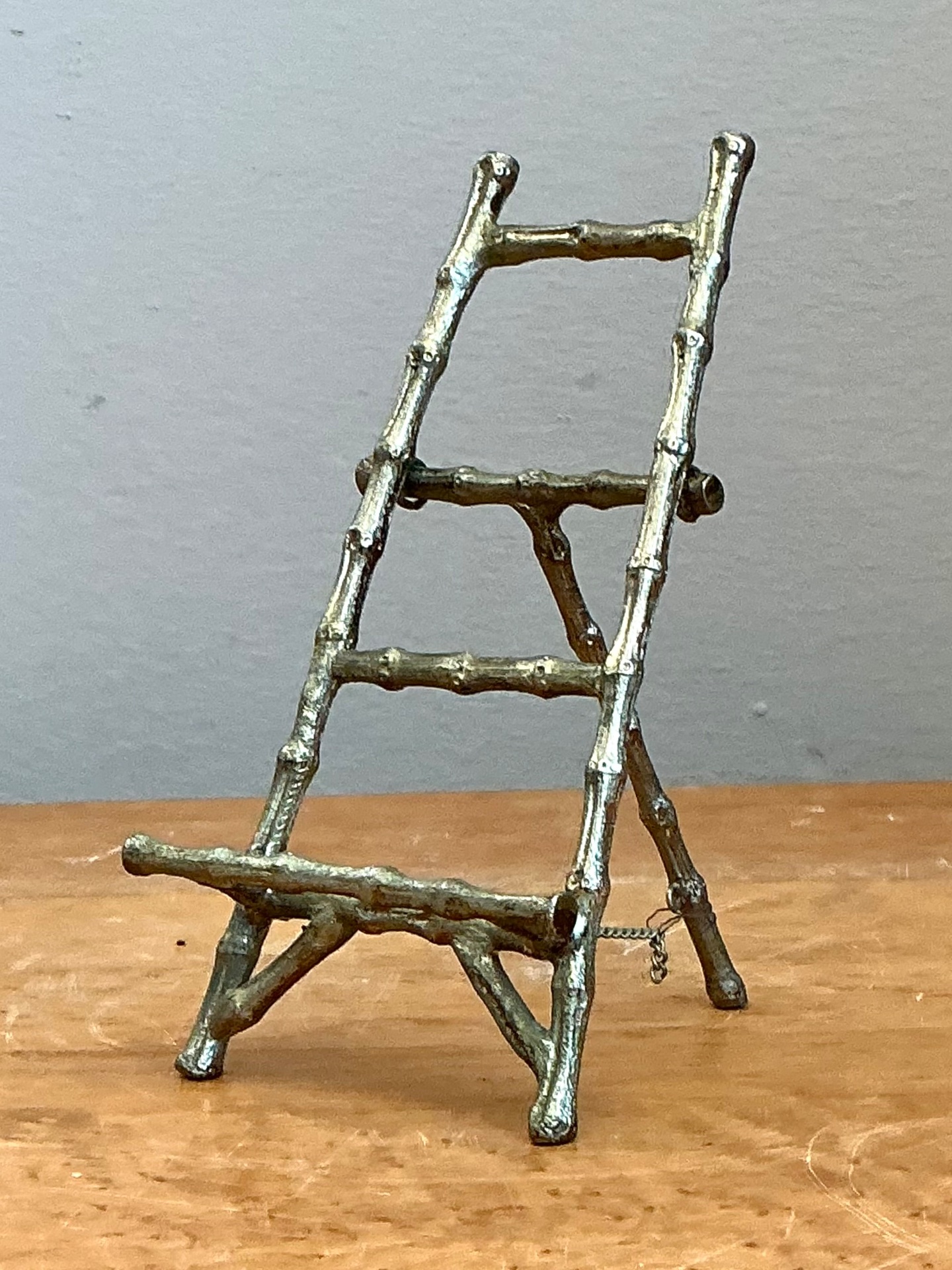 Vintage Small Metal Bamboo Style Display Stand - Side view