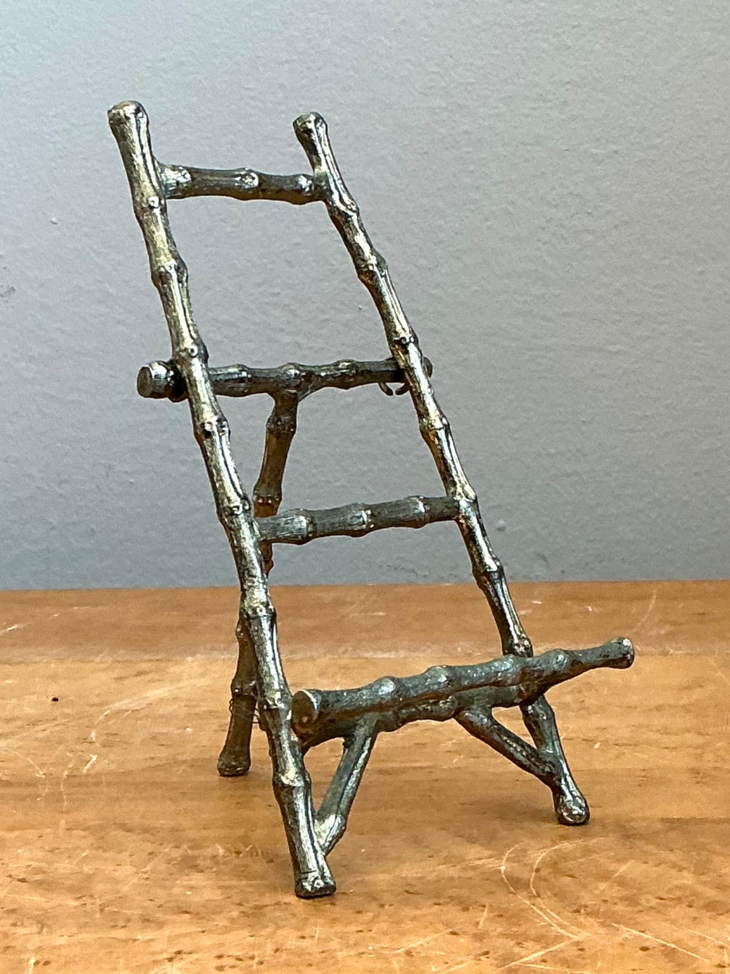 Vintage Small Metal Bamboo Style Display Stand - Top view