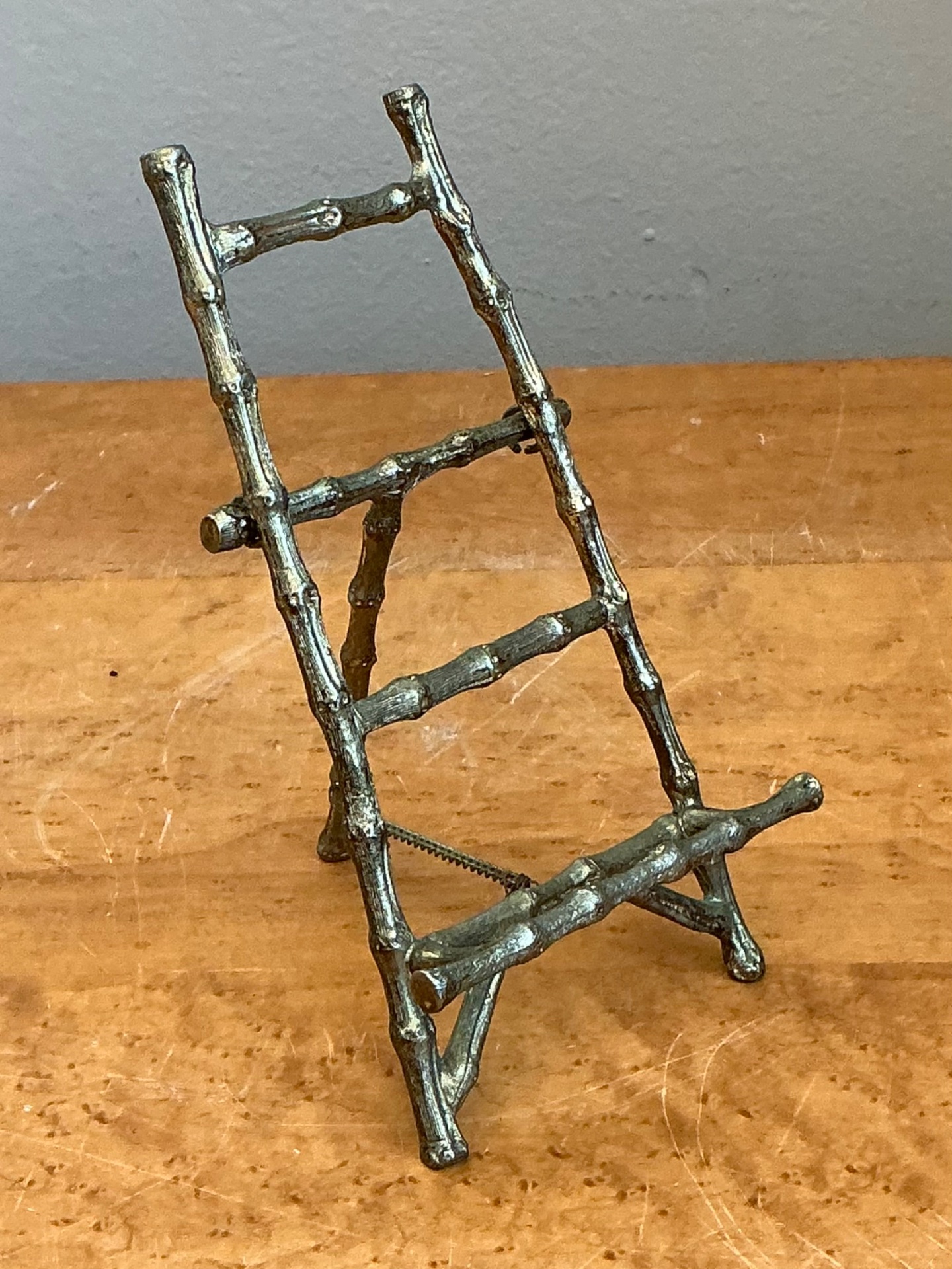 Vintage Small Metal Bamboo Style Display Stand - Back view