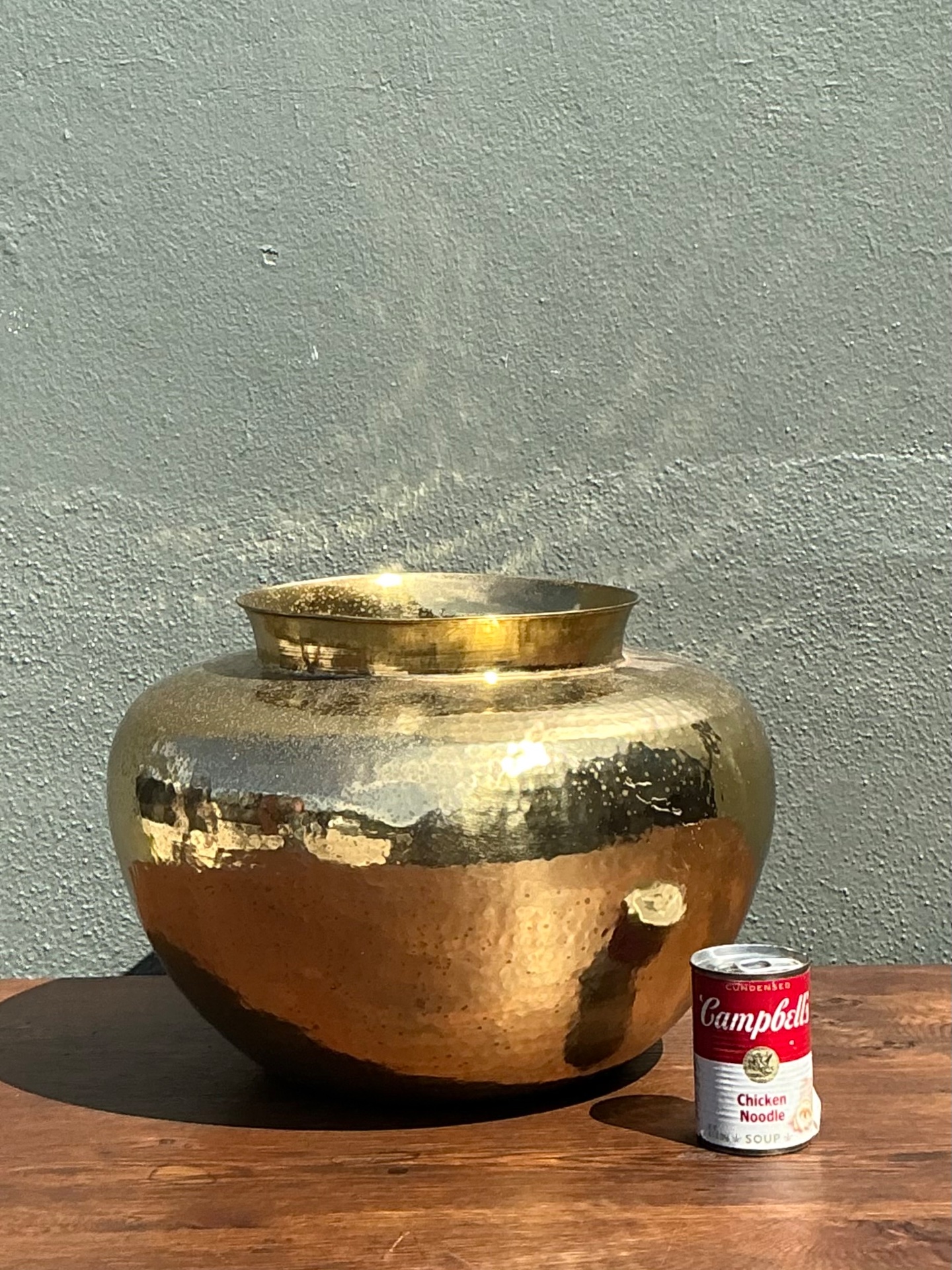 Vintage Hammered Brass Vase - Side view