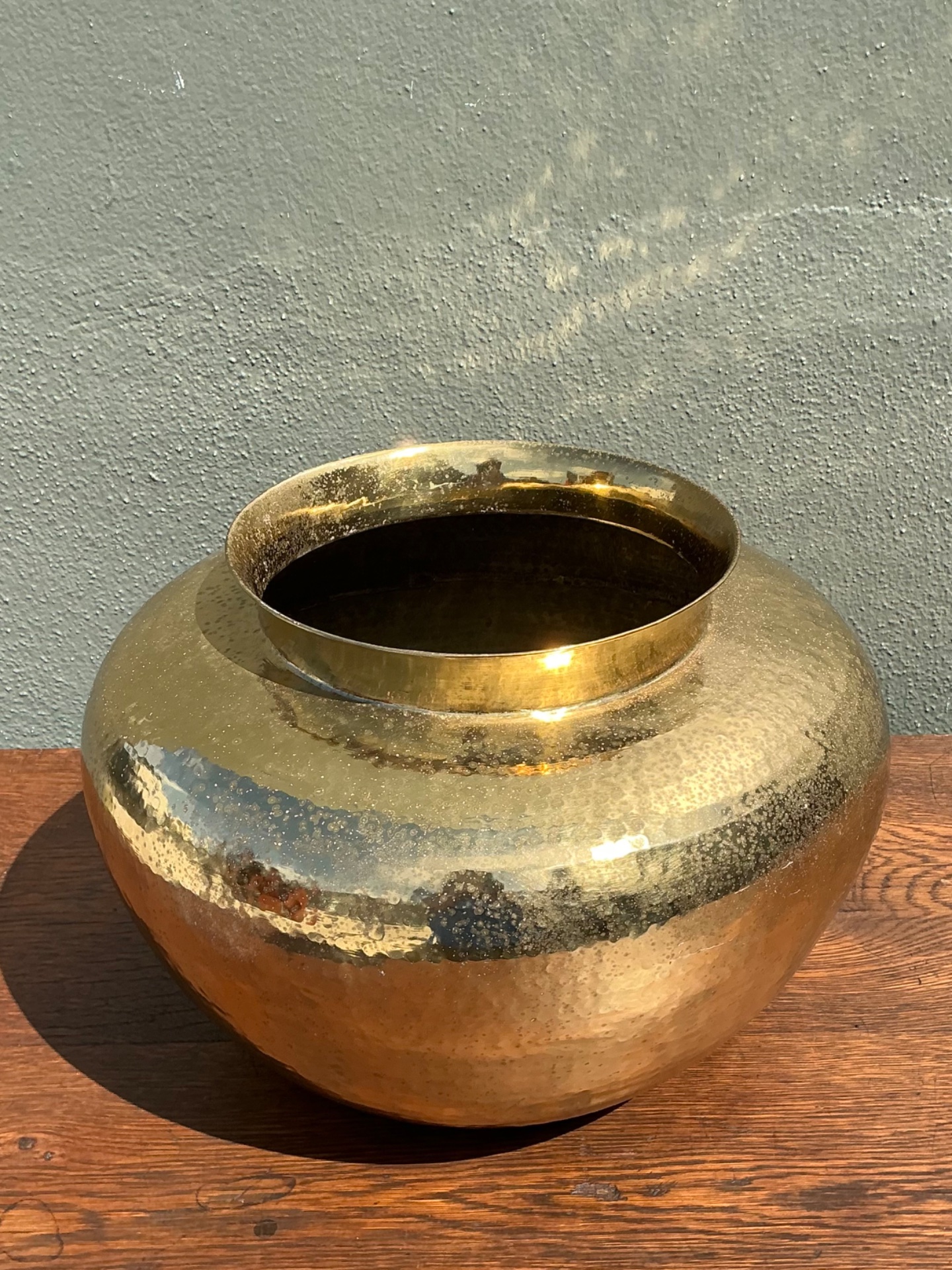 Vintage Hammered Brass Vase - Back view