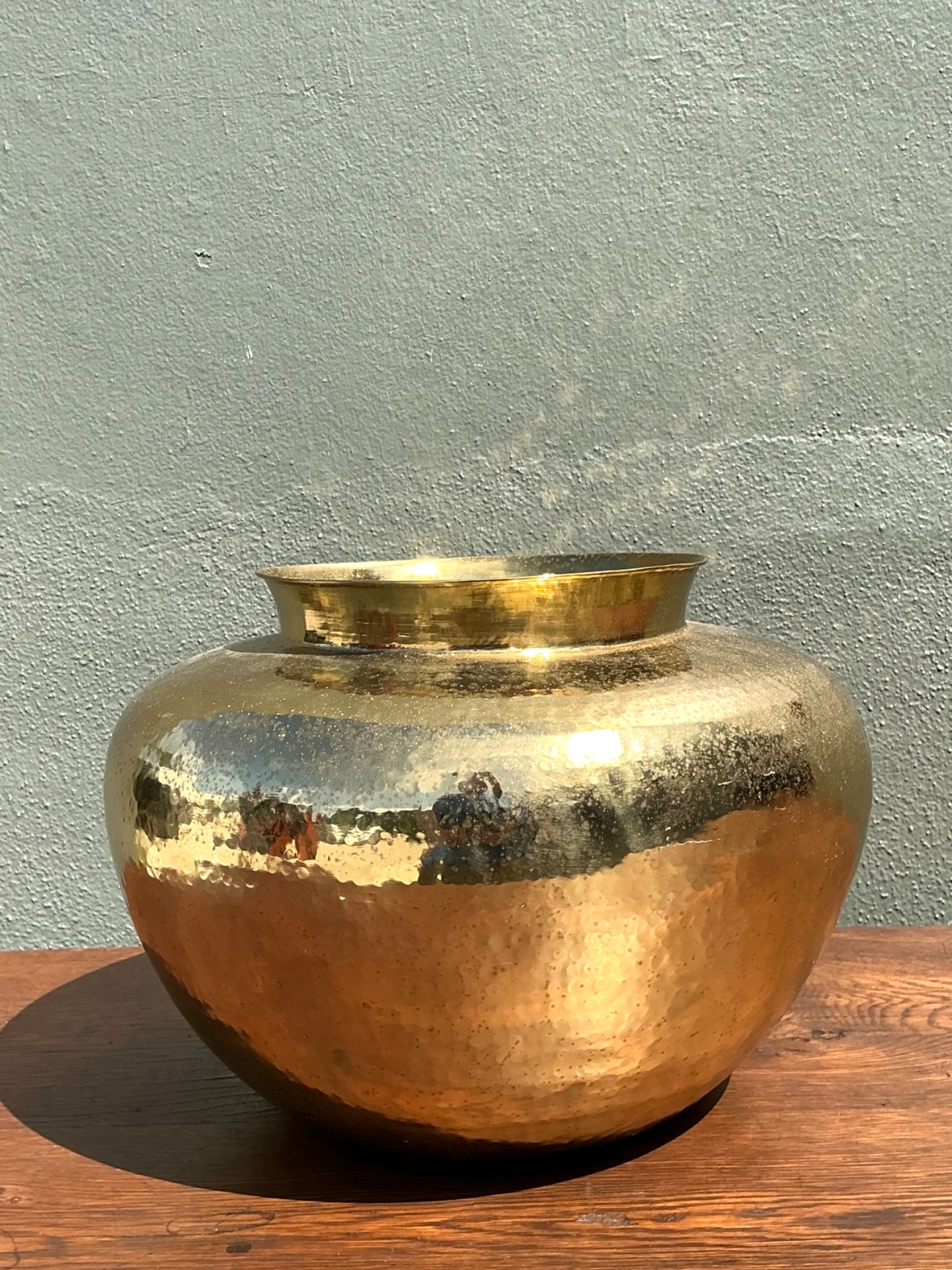 Vintage Hammered Brass Vase - Detail view