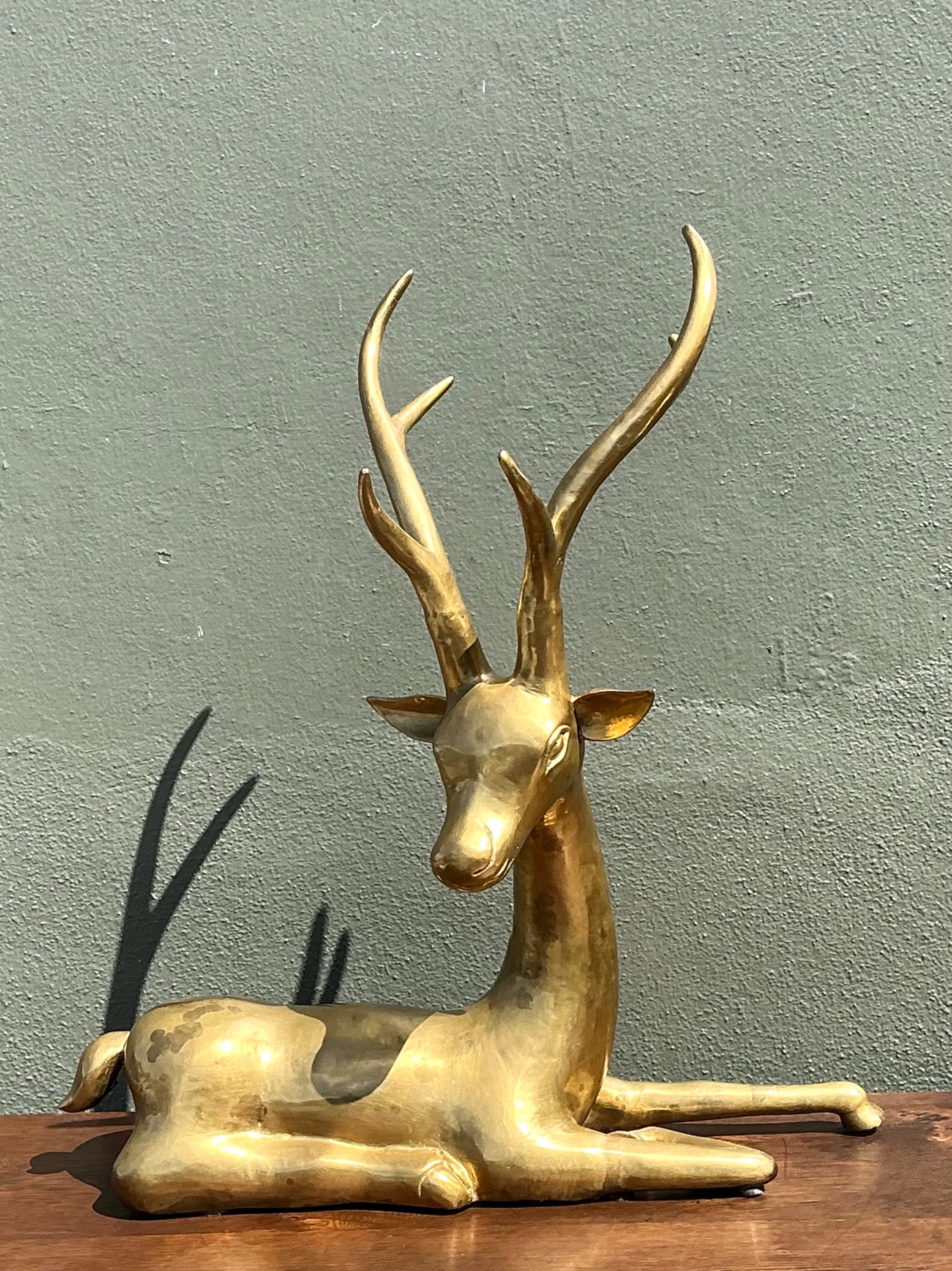 Vintage Brass Deer Sculpture - Top view