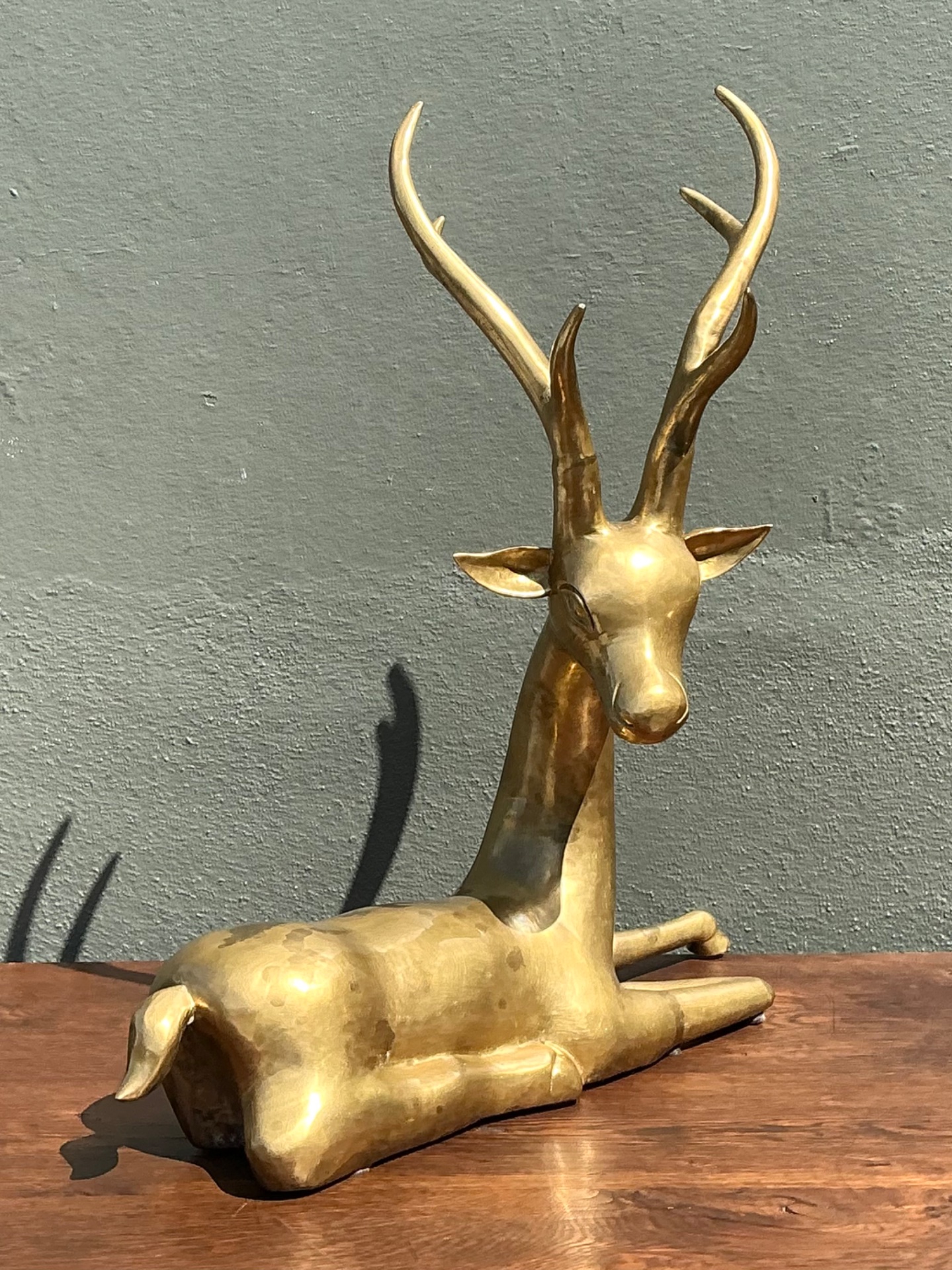 Vintage Brass Deer Sculpture - Back view