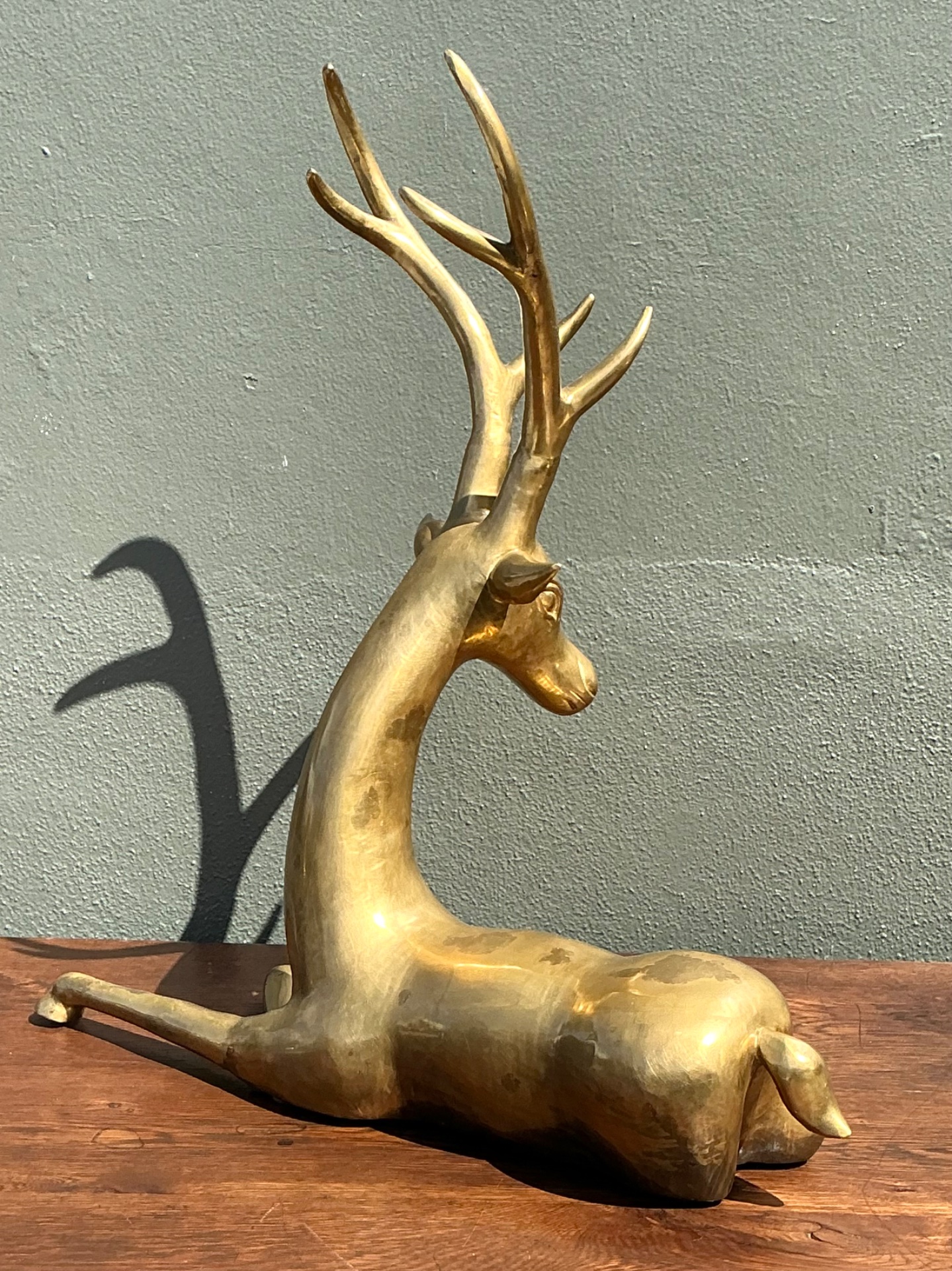 Vintage Brass Deer Sculpture - Back view