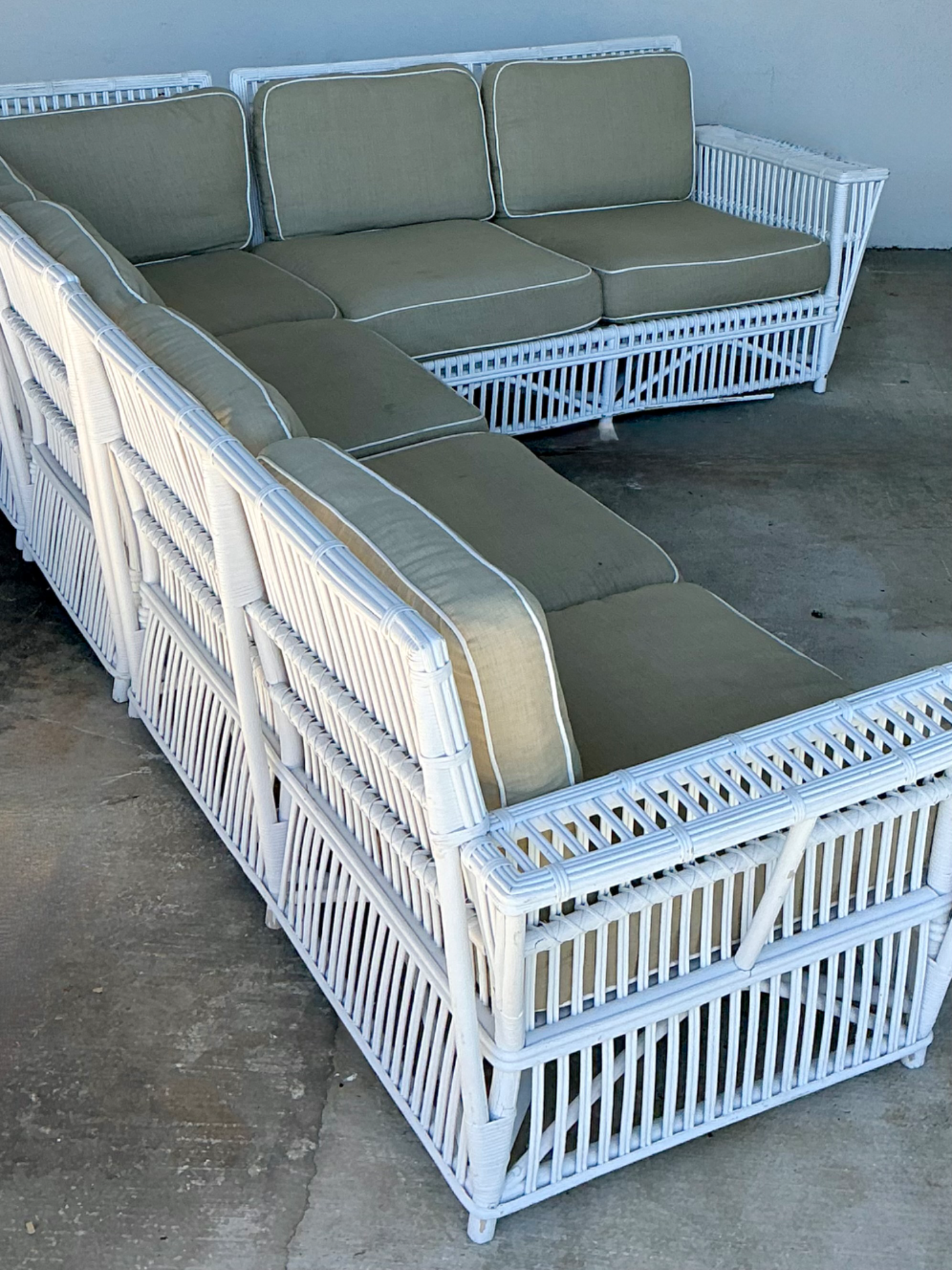 Vintage Stick Rattan Sectional Sofa After Bielecky Brothers - Top view