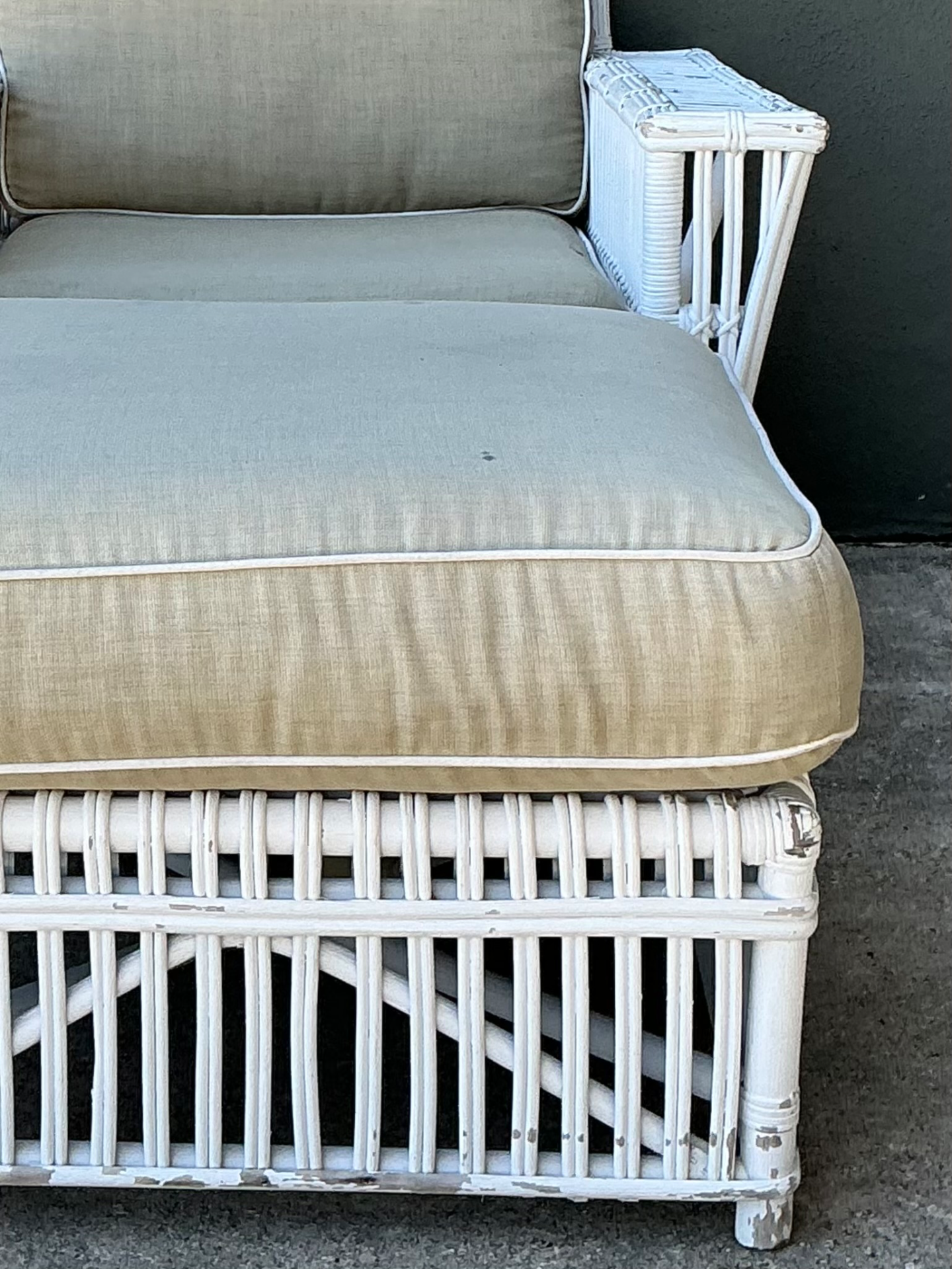 Vintage Rattan Lounge Chair and Ottoman After Bielecky Brothers - Side view