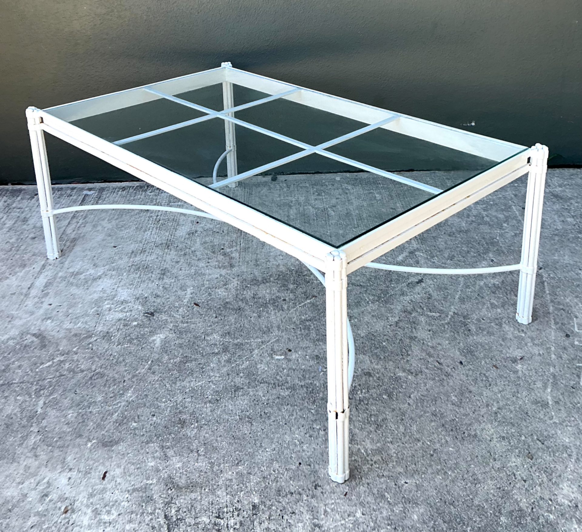 Vintage Metal and Glass Coffee Table - Side view