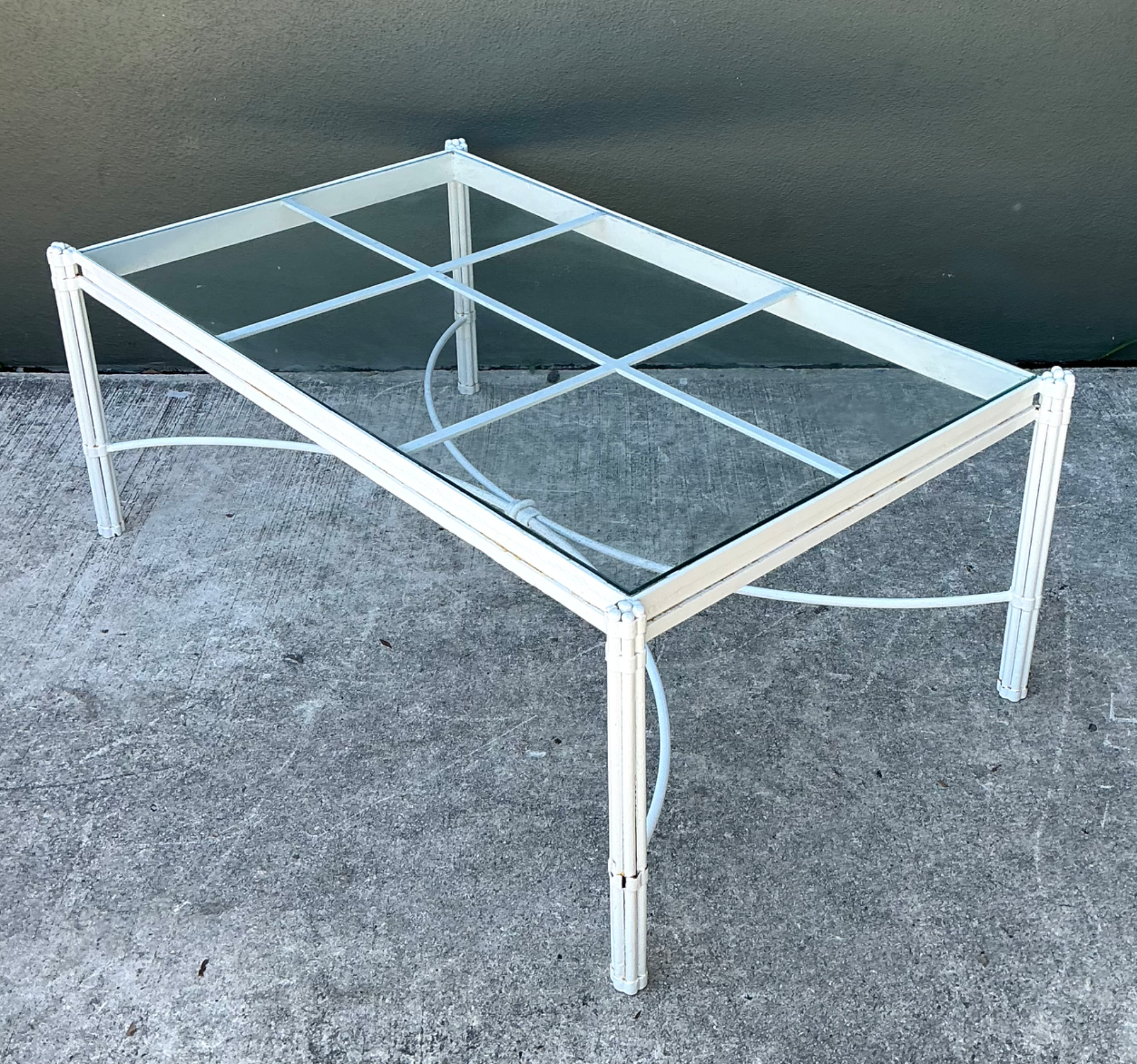 Vintage Metal and Glass Coffee Table - Top view