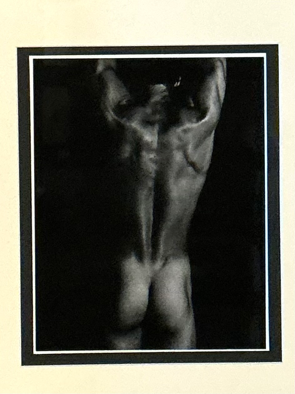 Vintage Framed Male Nude Study on Paper - Back view