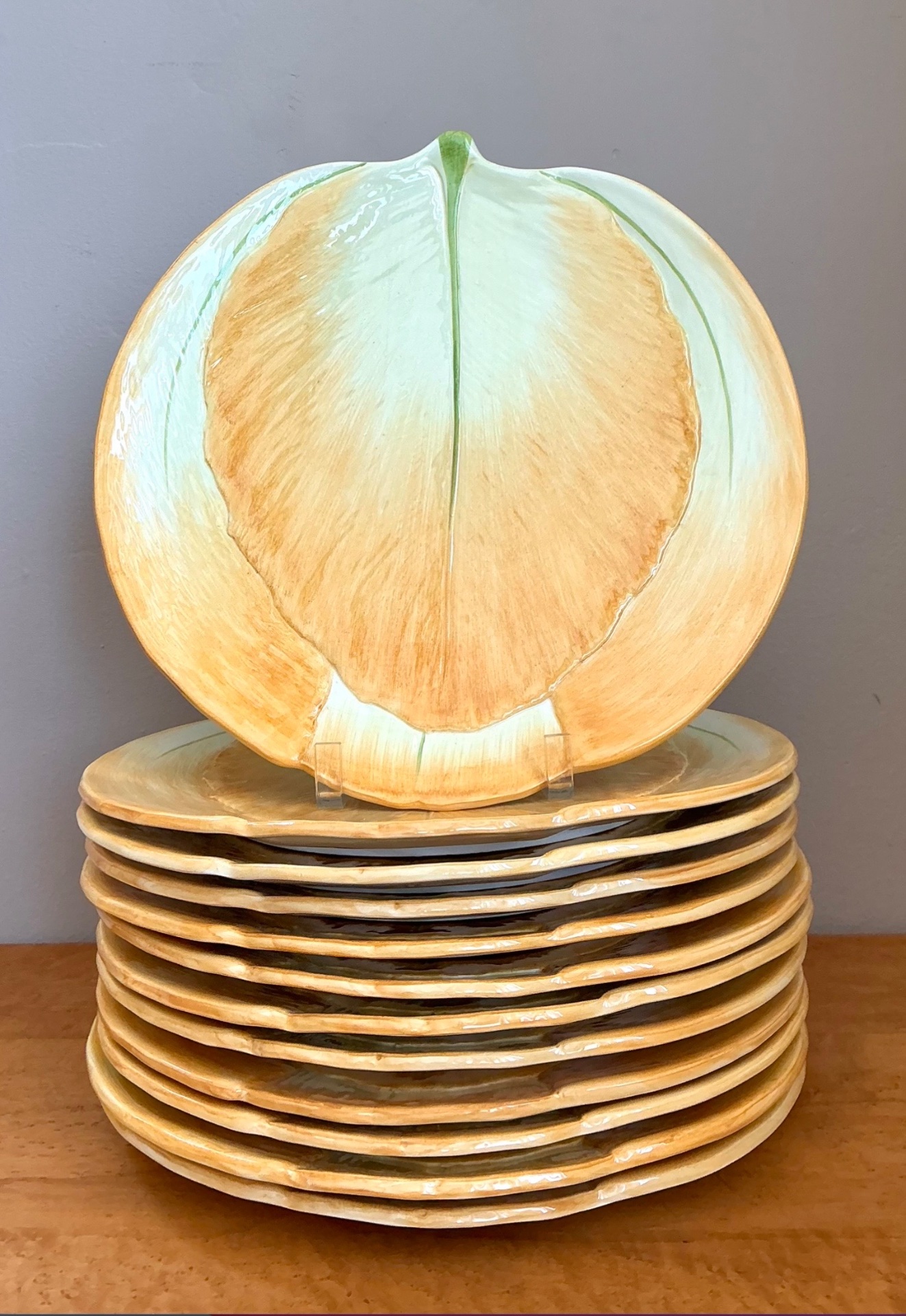 Vintage Italian Botanical Ceramic Dinner Plates - Set of 12 - Detail view