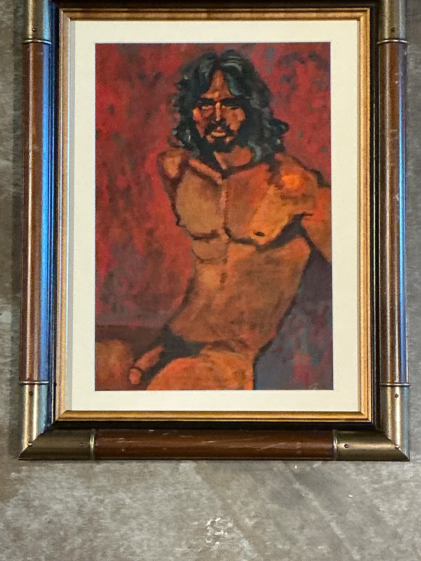Vintage Figurative Oil Painting in Wood Frame - Detail view
