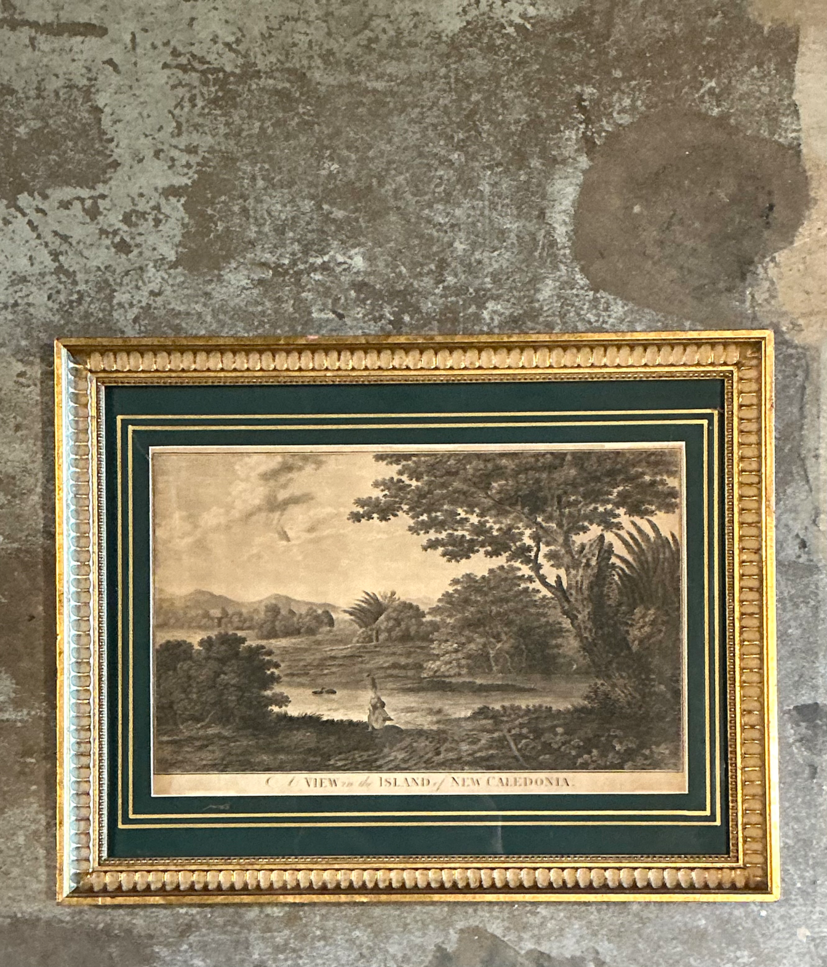 Vintage Framed New Caledonia Island Print - Back view