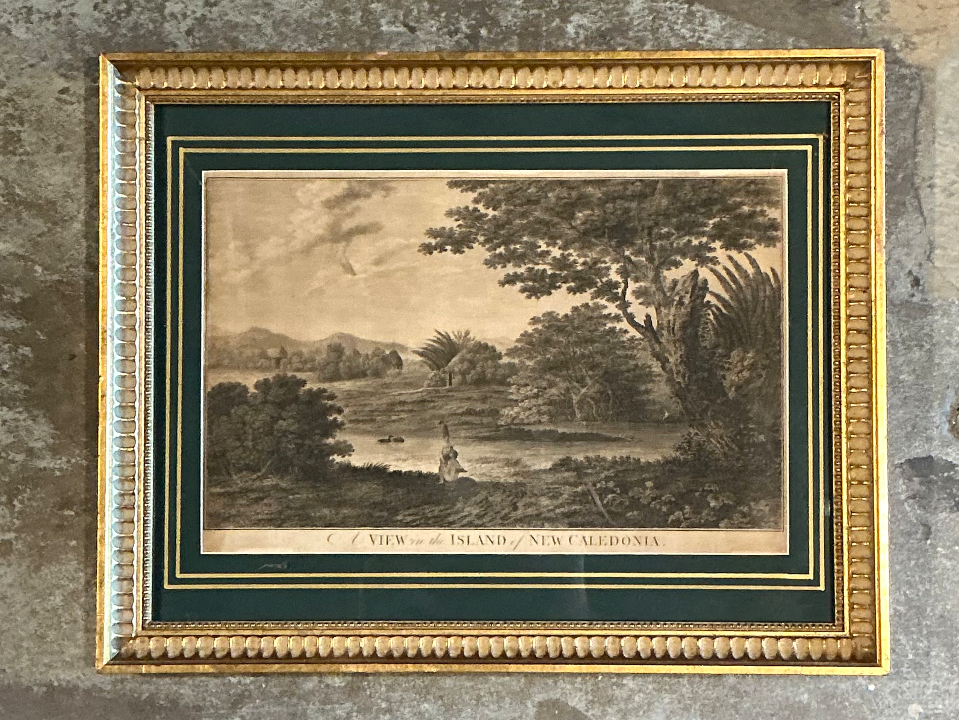 Vintage Framed New Caledonia Island Print - Detail view