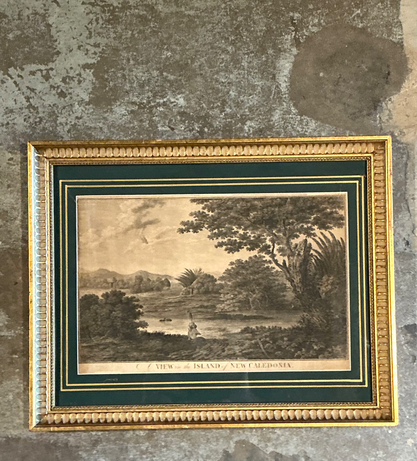 Vintage Framed New Caledonia Island Print - Top view
