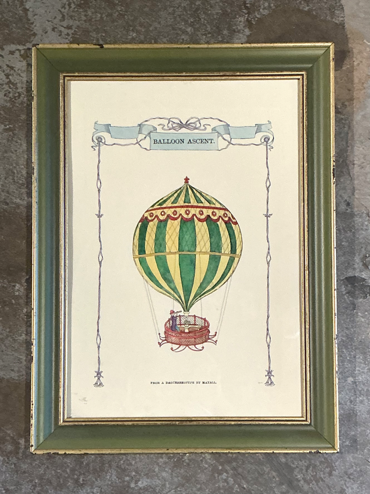 Vintage Framed Hot Air Balloon Print - Top view