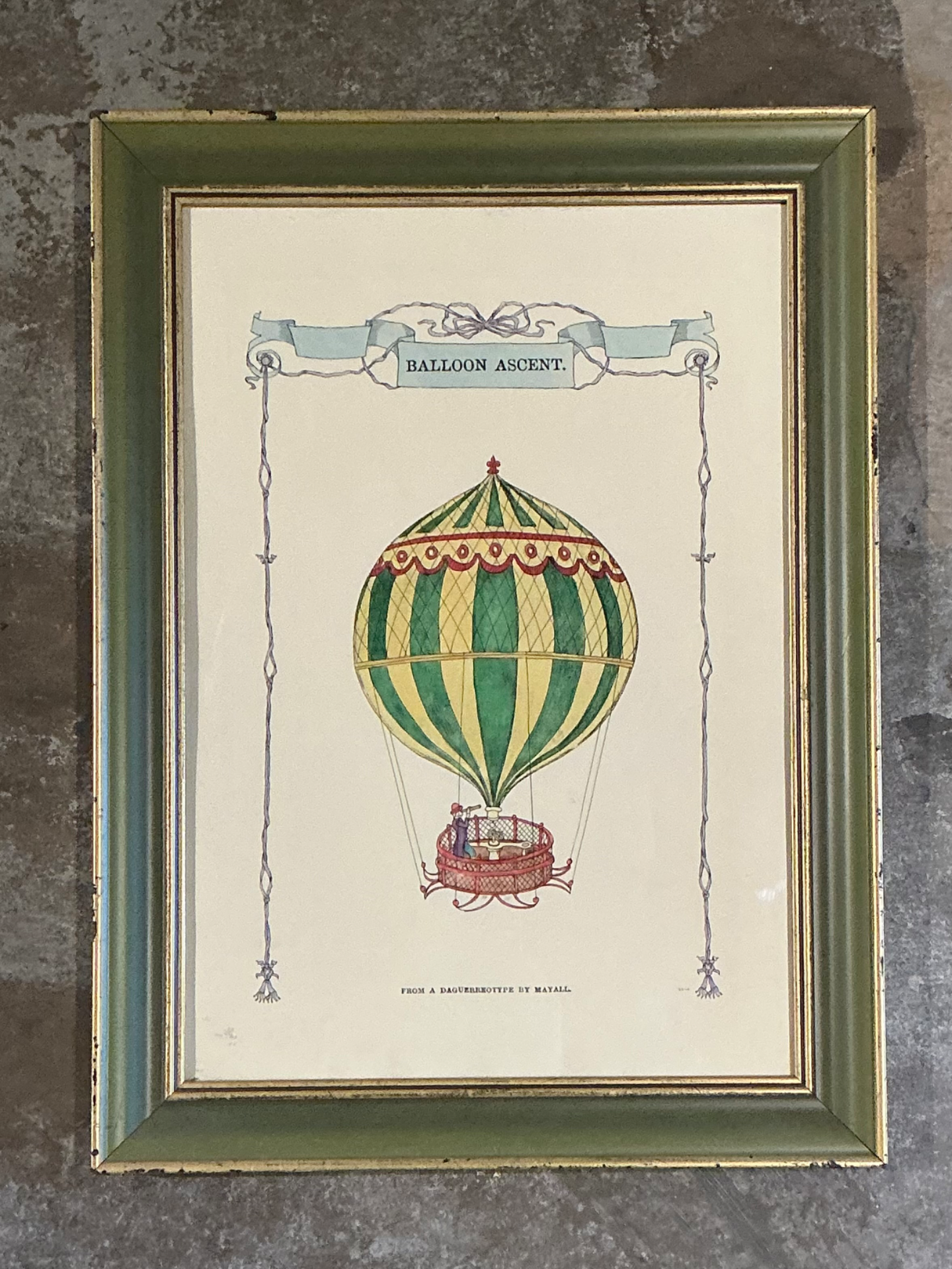 Vintage Framed Hot Air Balloon Print - Detail view