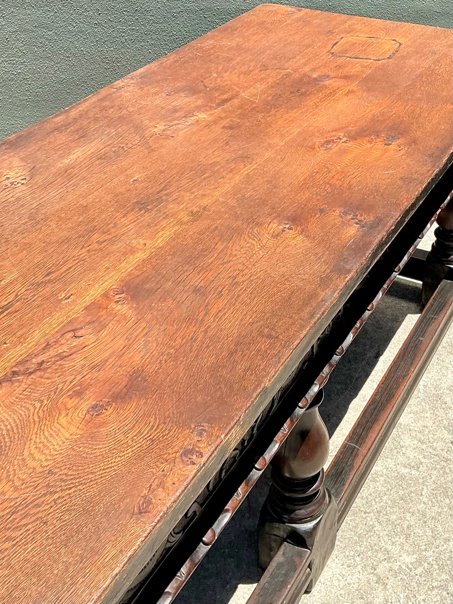 Vintage Carved Wood Library Table - Top view