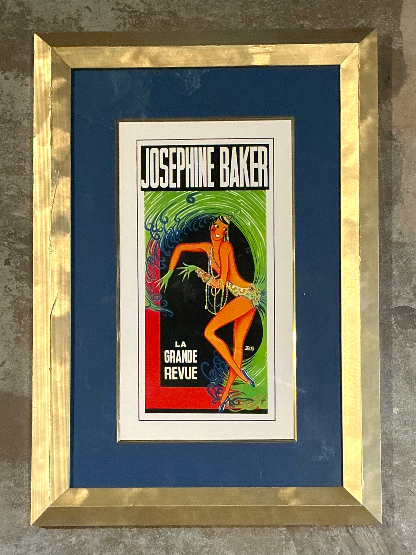 Vintage La Grande Revue Print in Frame - Side view