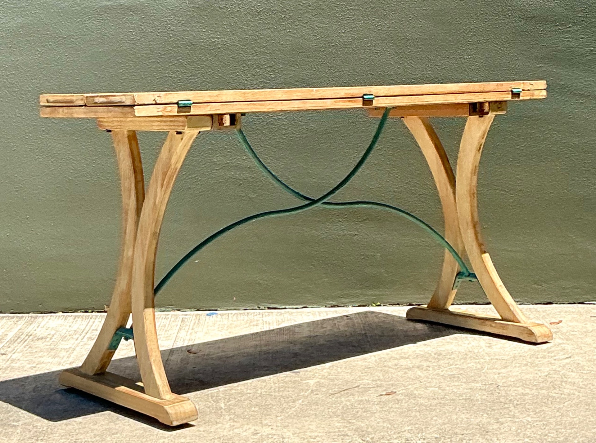 Vintage Wood and Metal Extendable Console Table - Back view