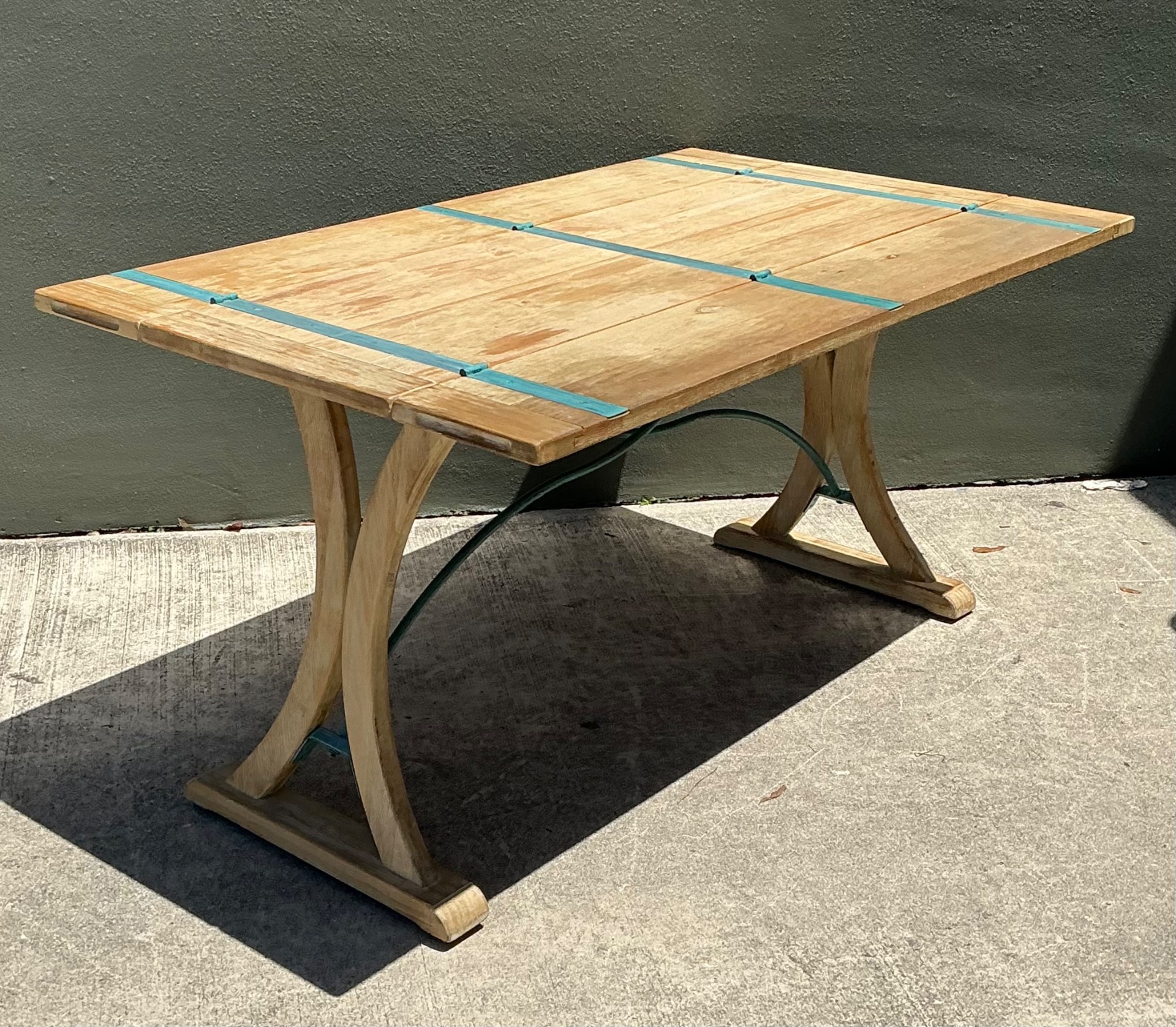 Vintage Wood and Metal Extendable Console Table - Detail view