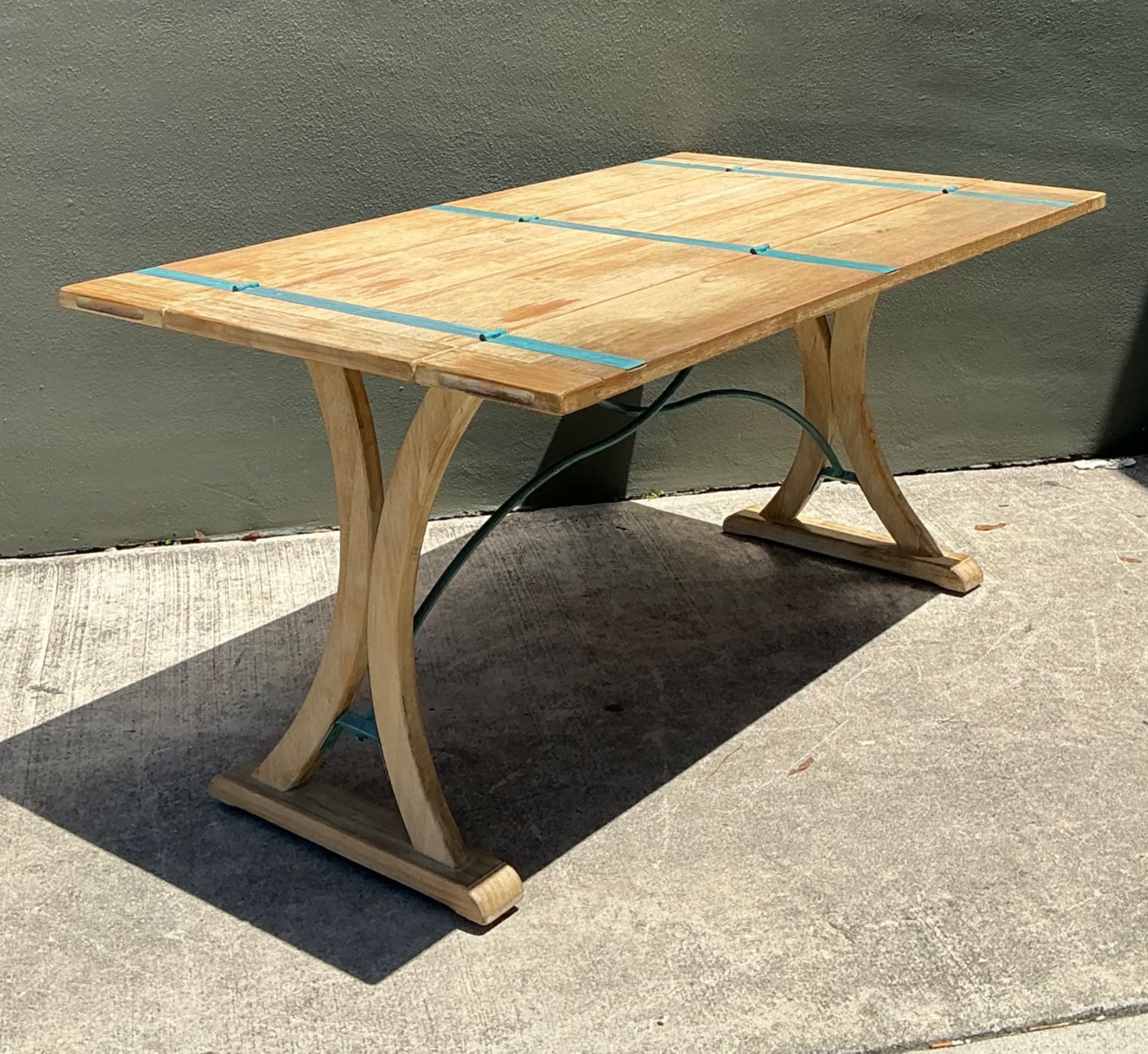 Vintage Wood and Metal Extendable Console Table - Back view
