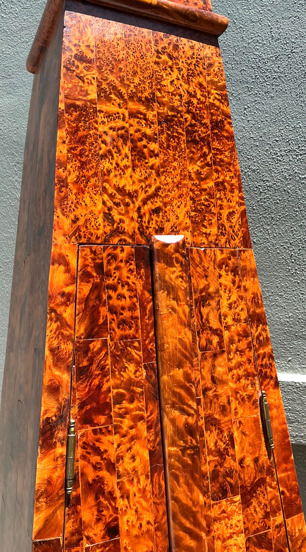 Vintage Tapered Burl Wood Obelisk Cabinets - Top view