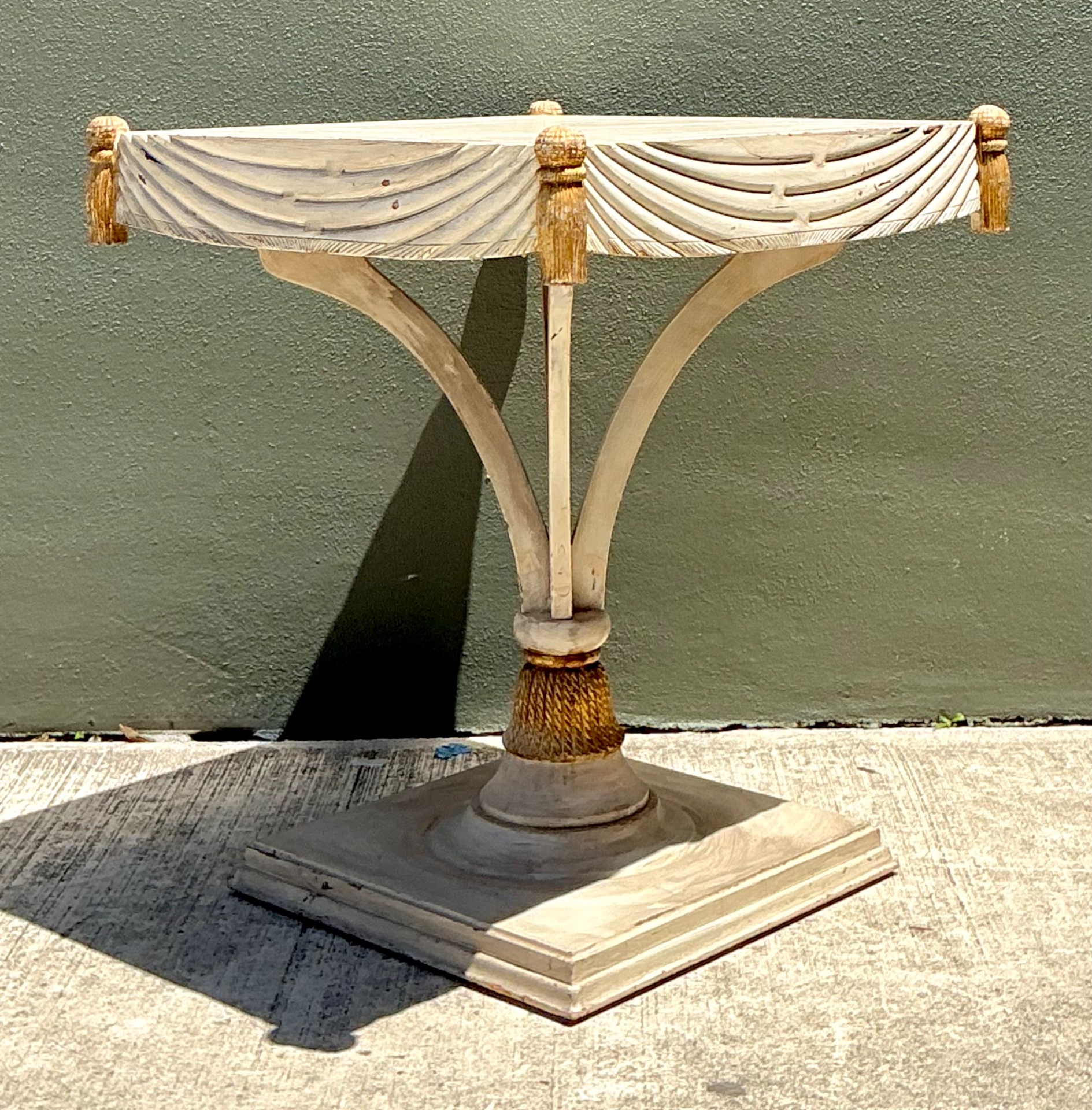 Vintage Carved Tassel Accent Table - Back view