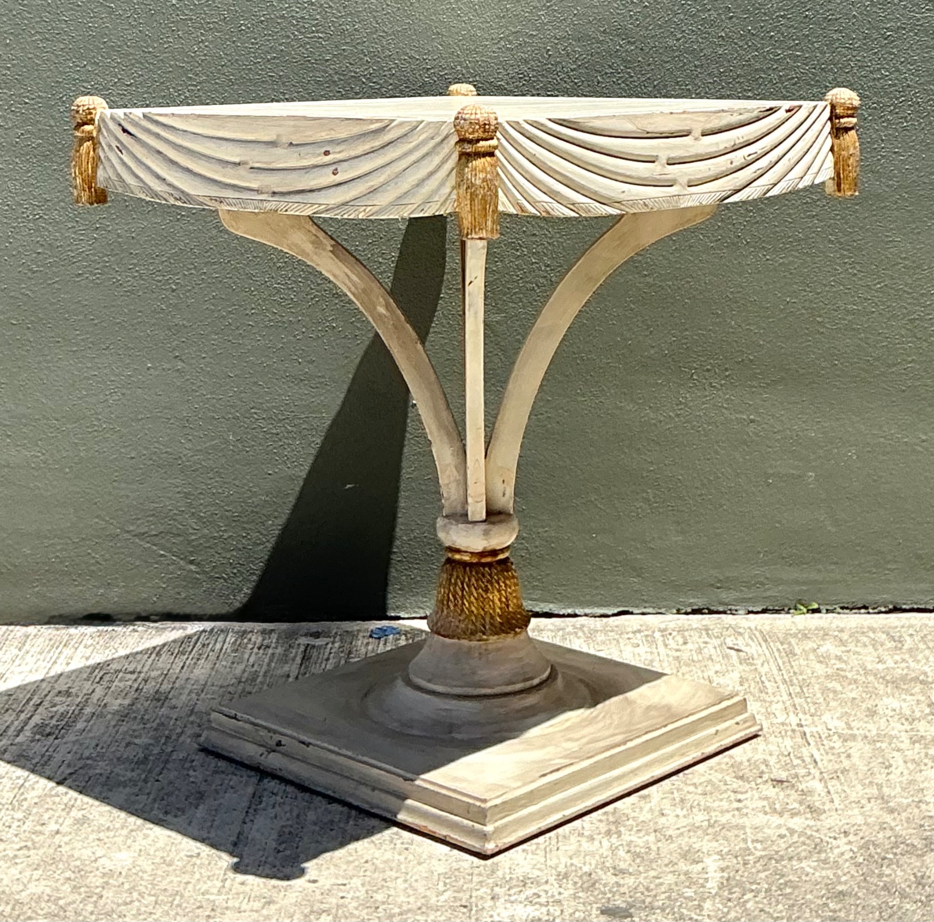 Vintage Carved Tassel Accent Table - Side view