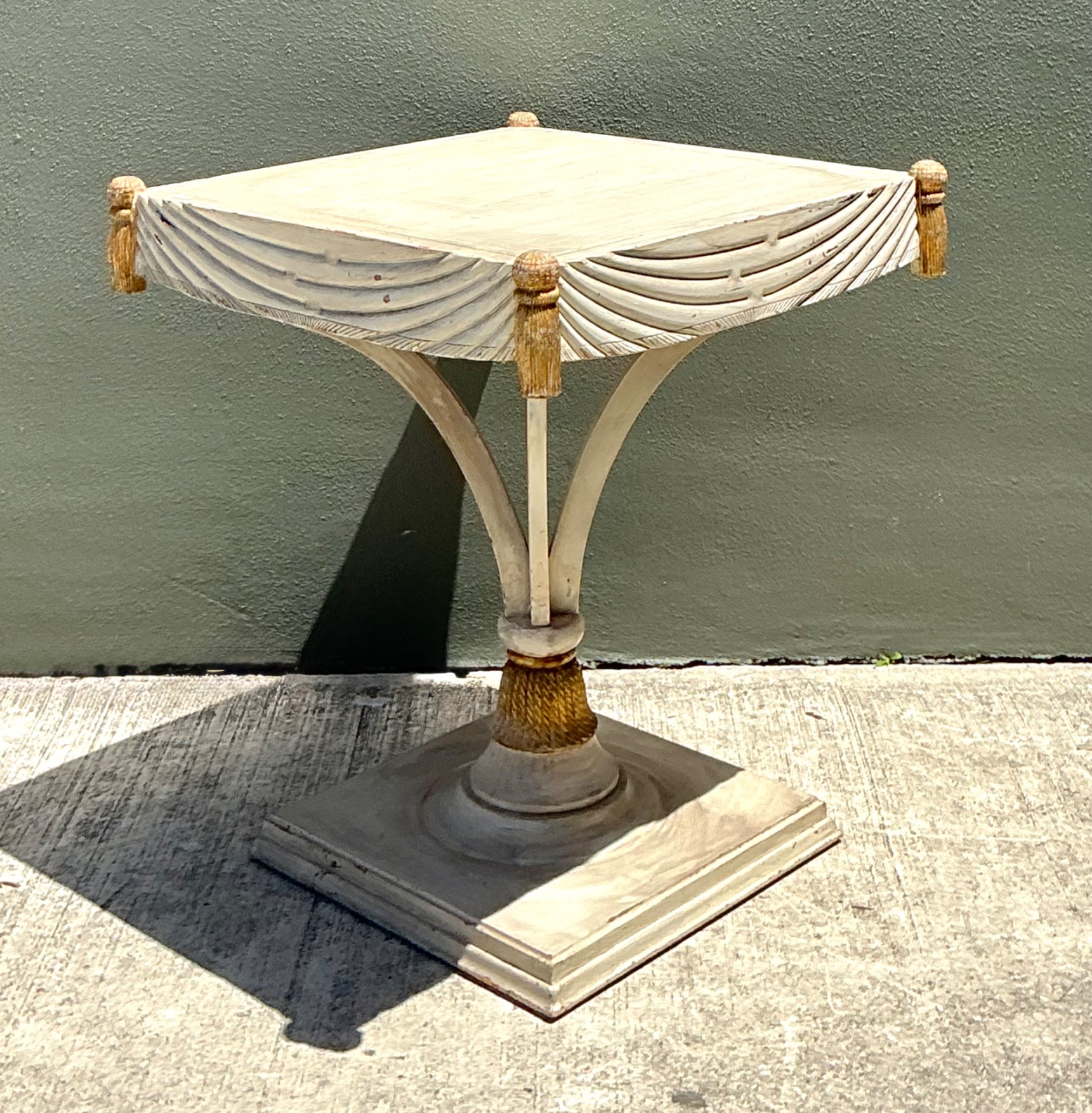 Vintage Carved Tassel Accent Table - Side view