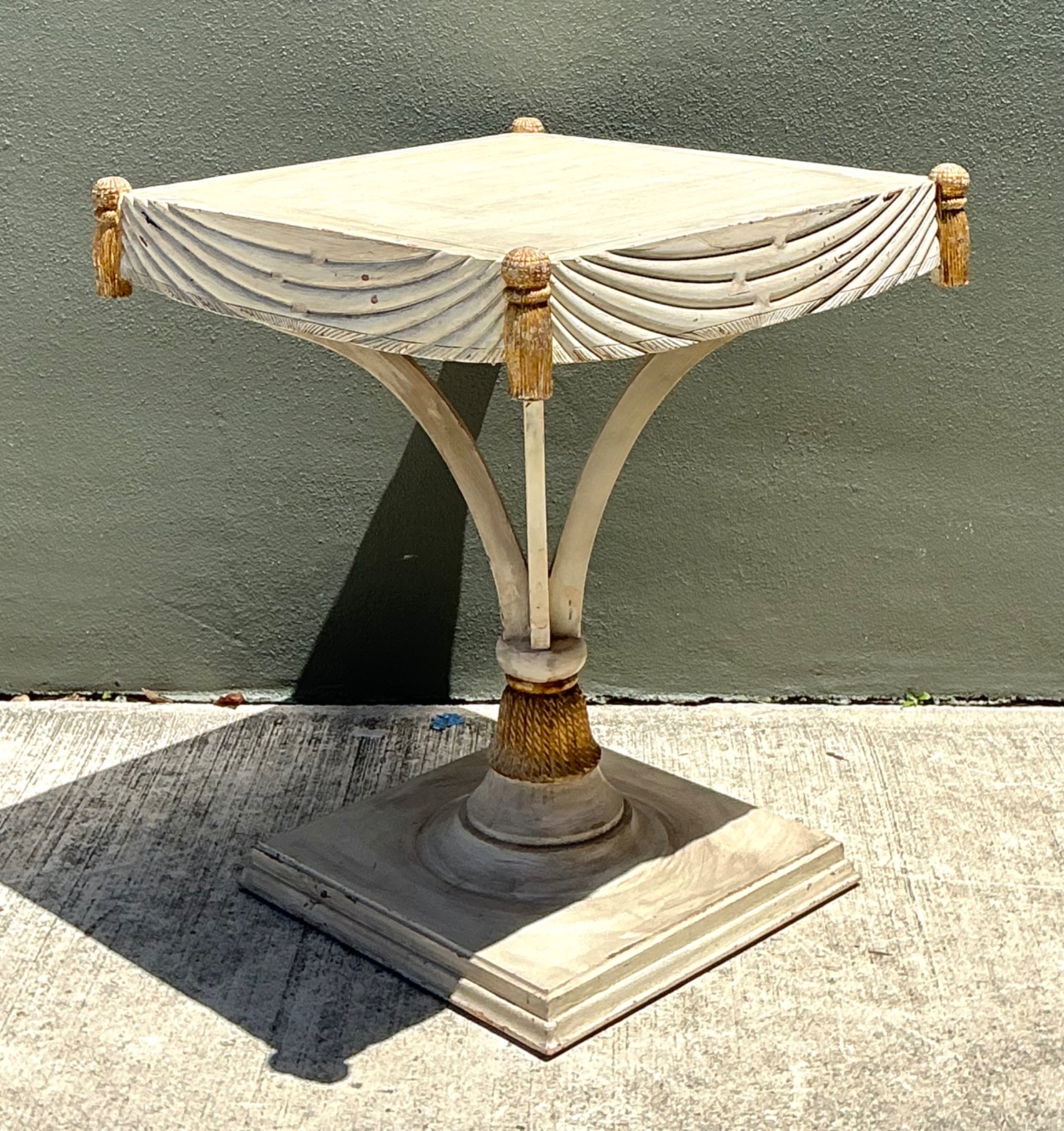 Vintage Carved Tassel Accent Table - Detail view