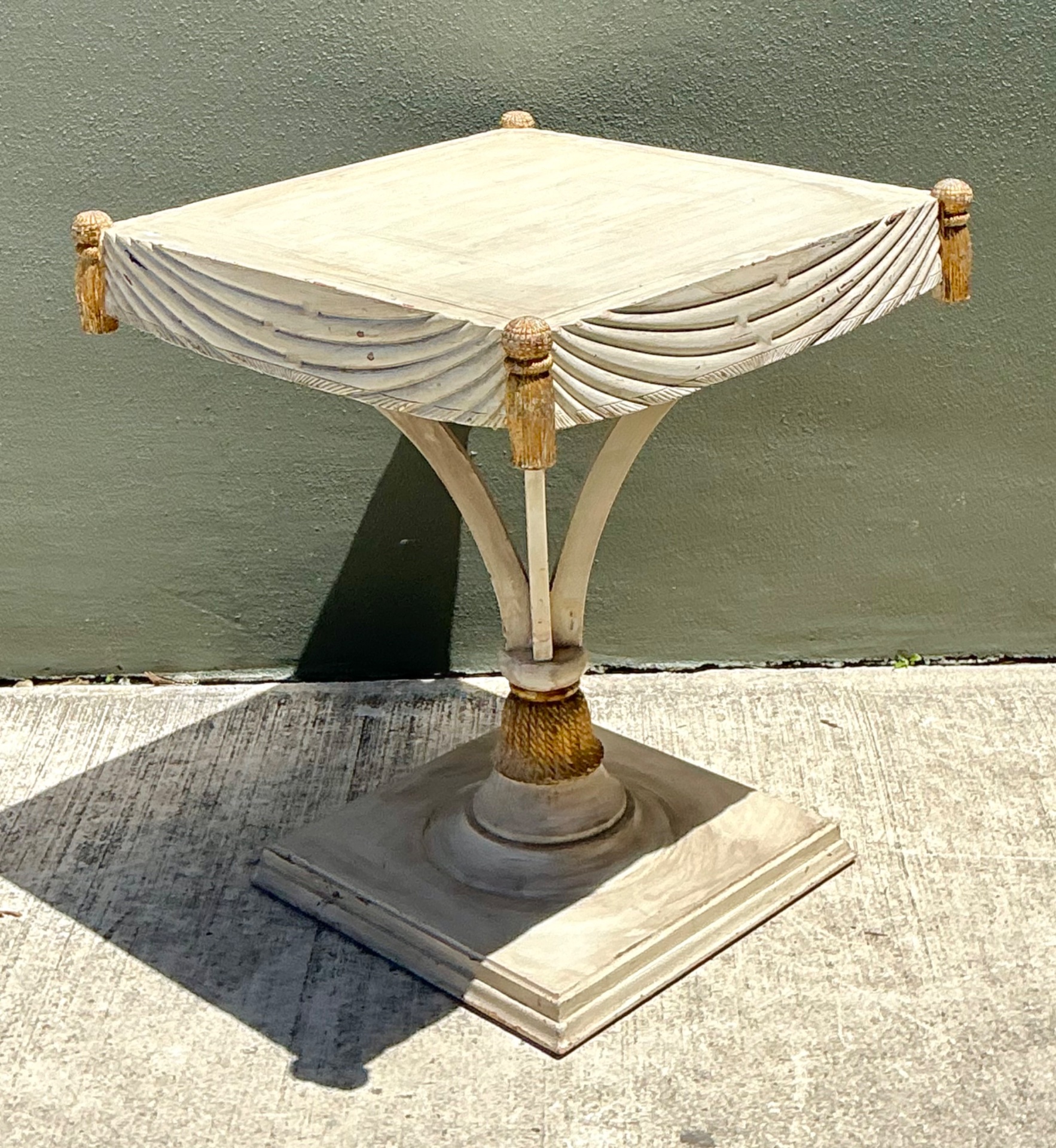 Vintage Carved Tassel Accent Table - Top view