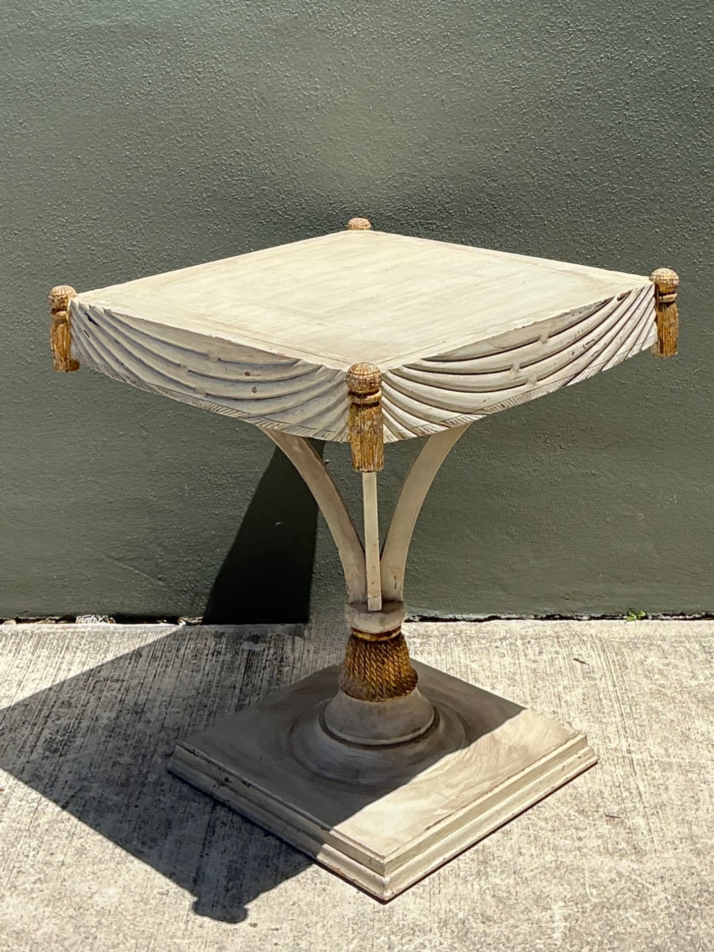 Vintage Carved Tassel Accent Table - Detail view