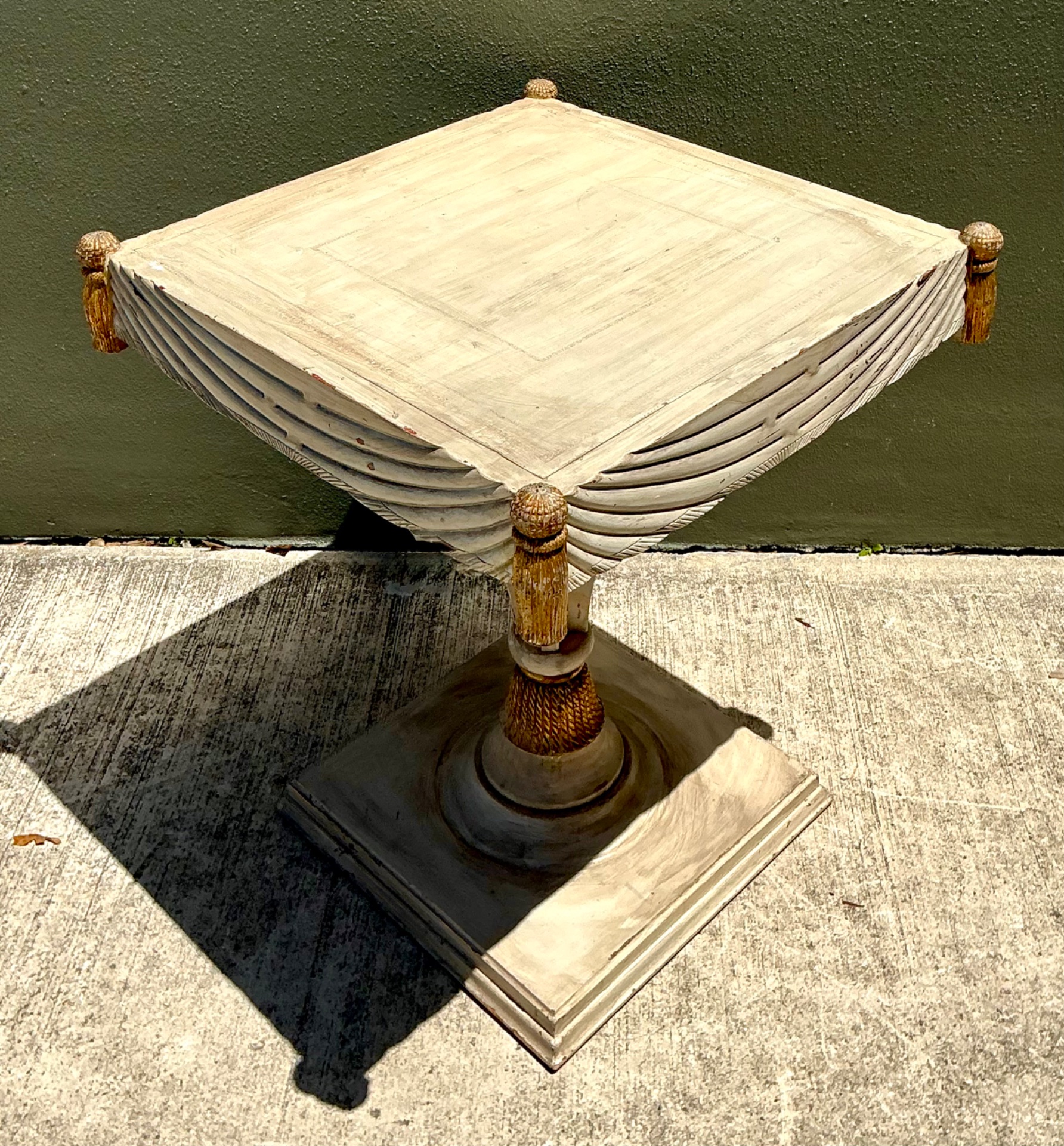 Vintage Carved Tassel Accent Table - Back view