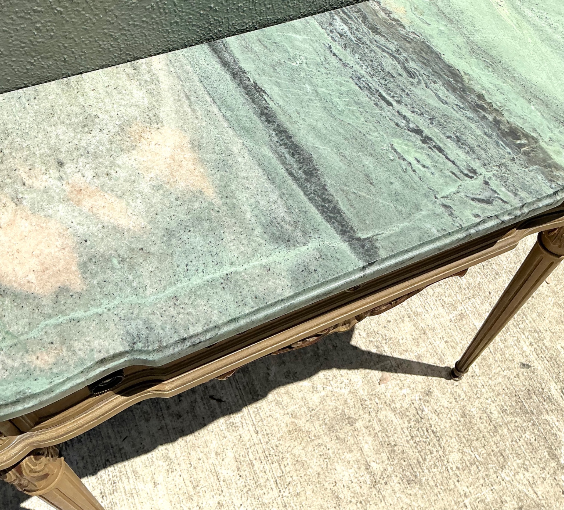 Vintage Marble Top Carved Console Wall Table - Detail view