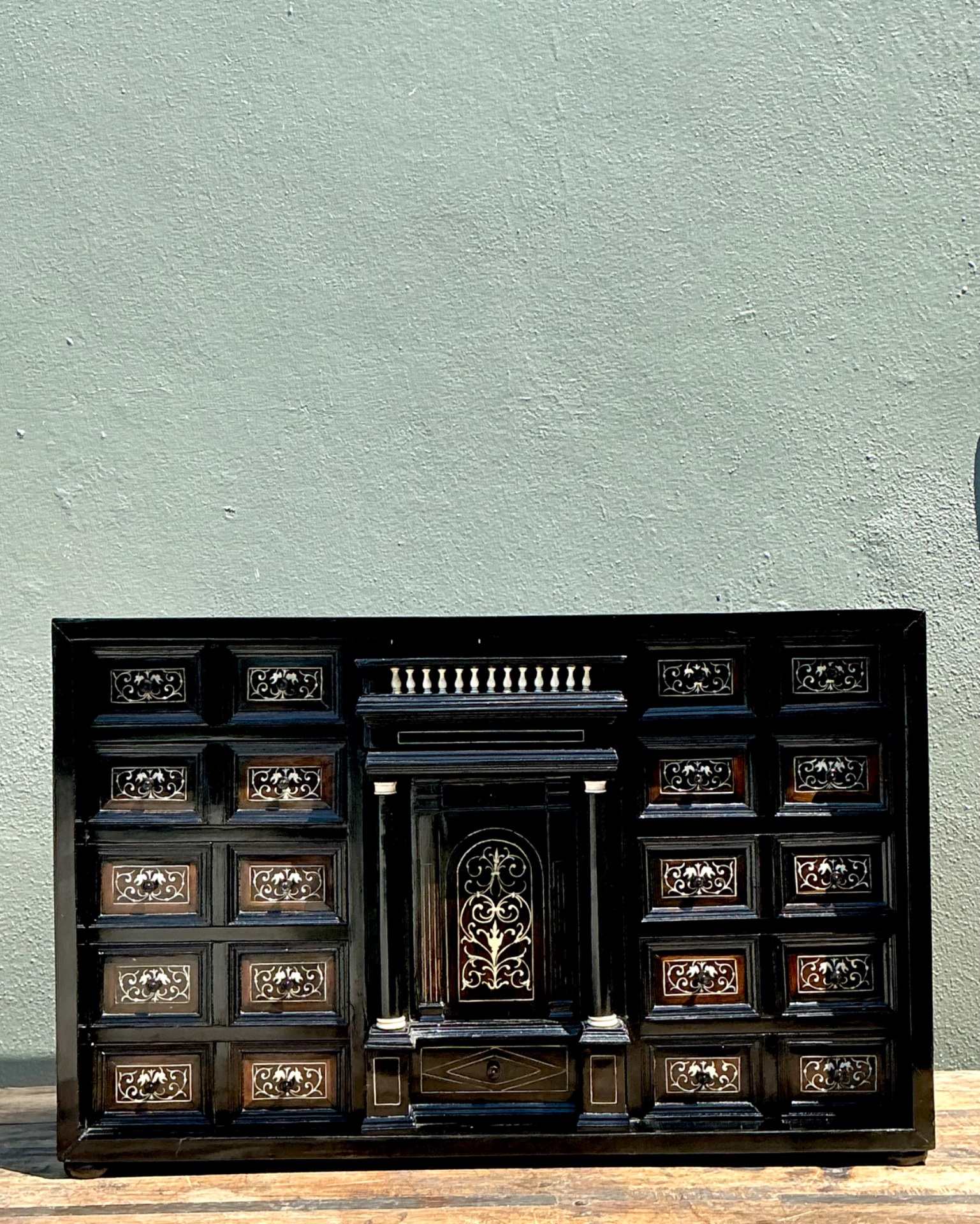 Vintage 17th Century Florentine Inlay Cabinet - Side view