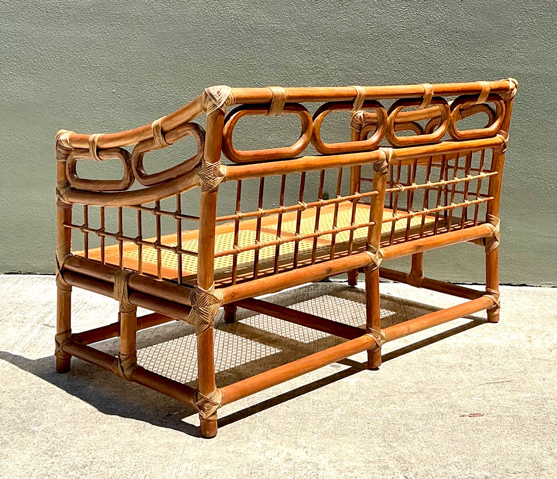 Vintage Loop Rattan Loveseat - Detail view