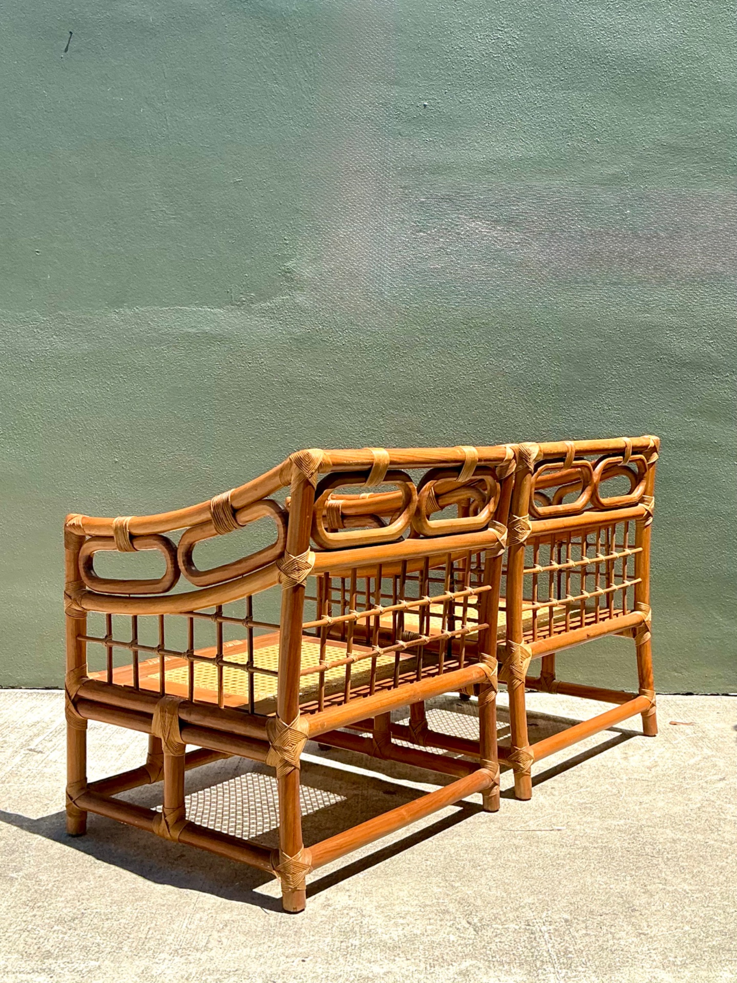 Vintage Loop Rattan Lounge Chairs - A Pair - Detail view