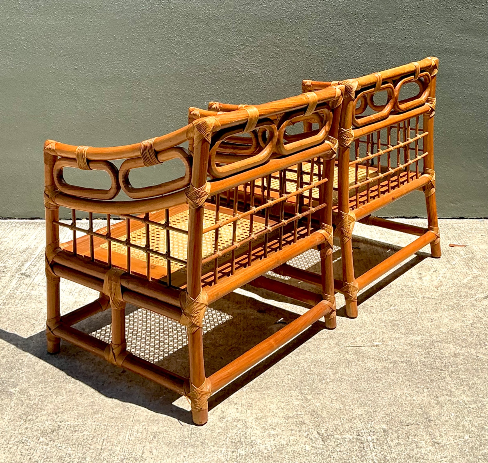 Vintage Loop Rattan Lounge Chairs - A Pair - Top view