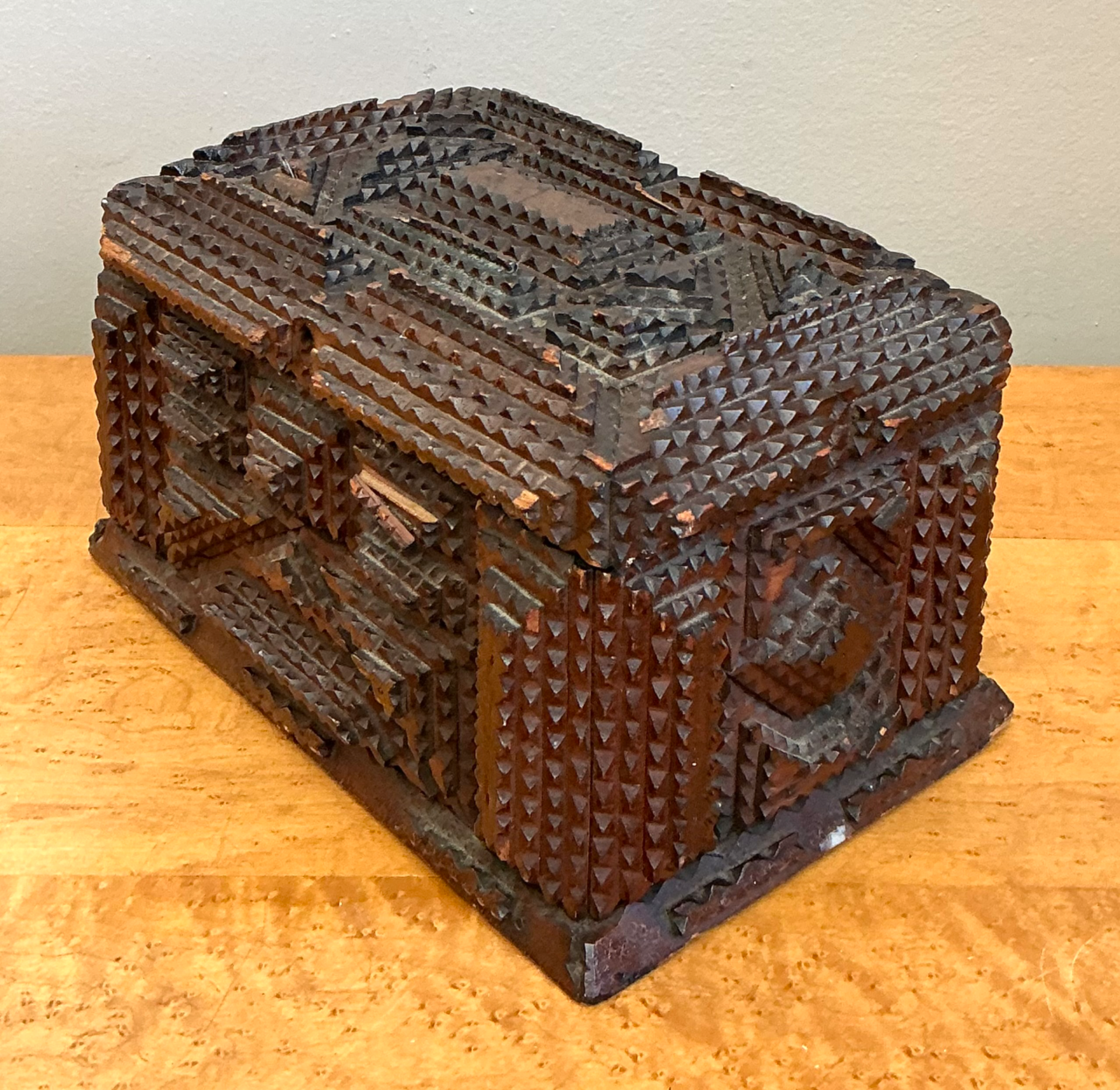 Vintage Tramp Art Wood  Box - Back view