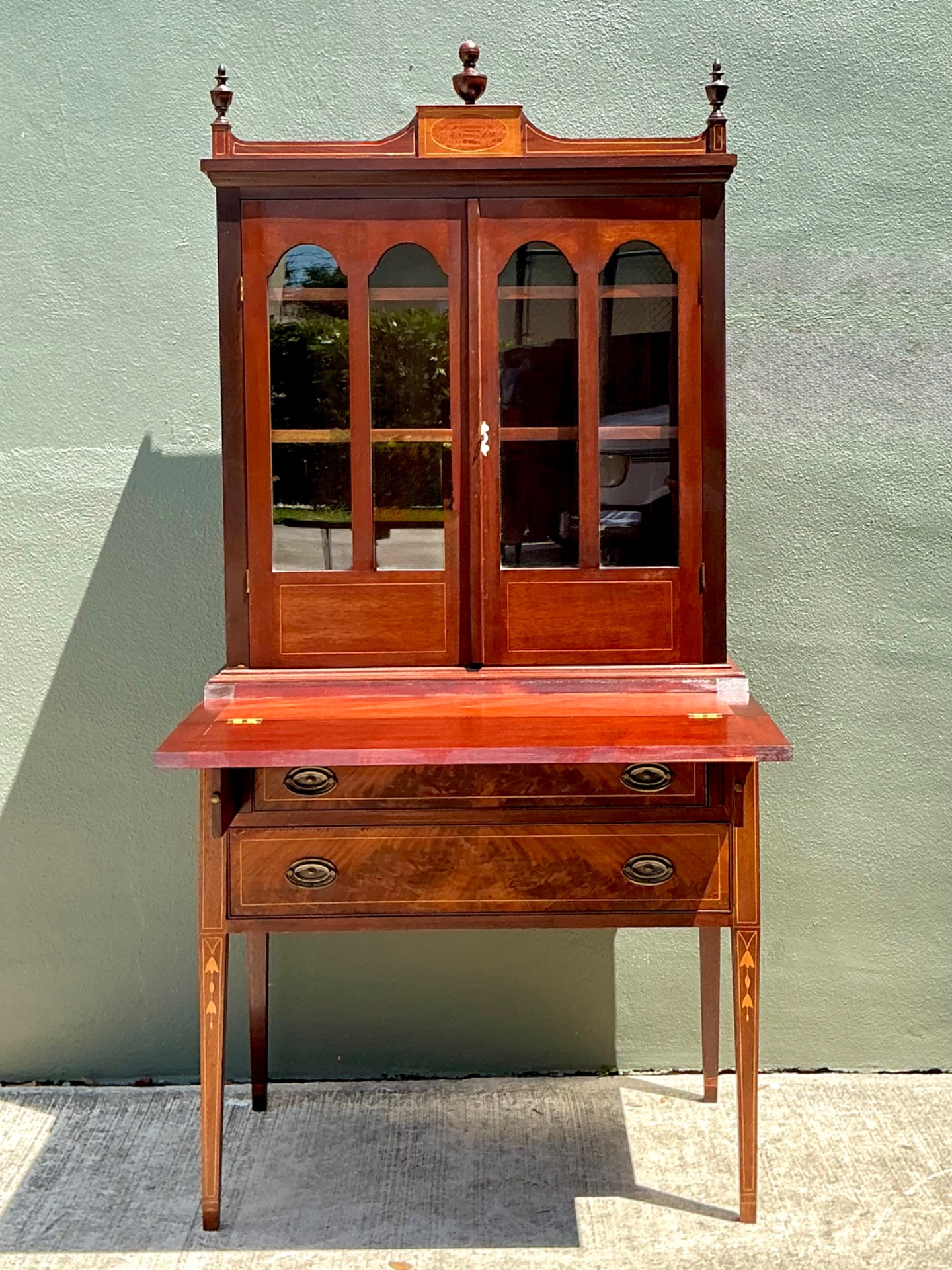 Vintage Marquetry Secretary Desk - Detail view