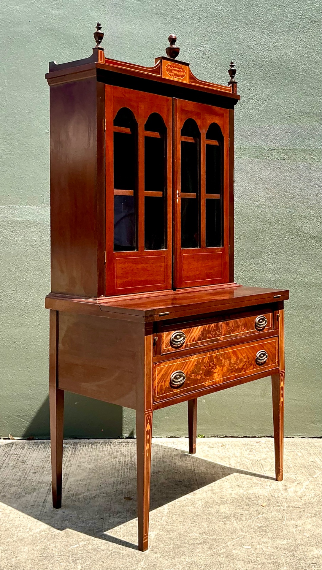Vintage Marquetry Secretary Desk - Side view