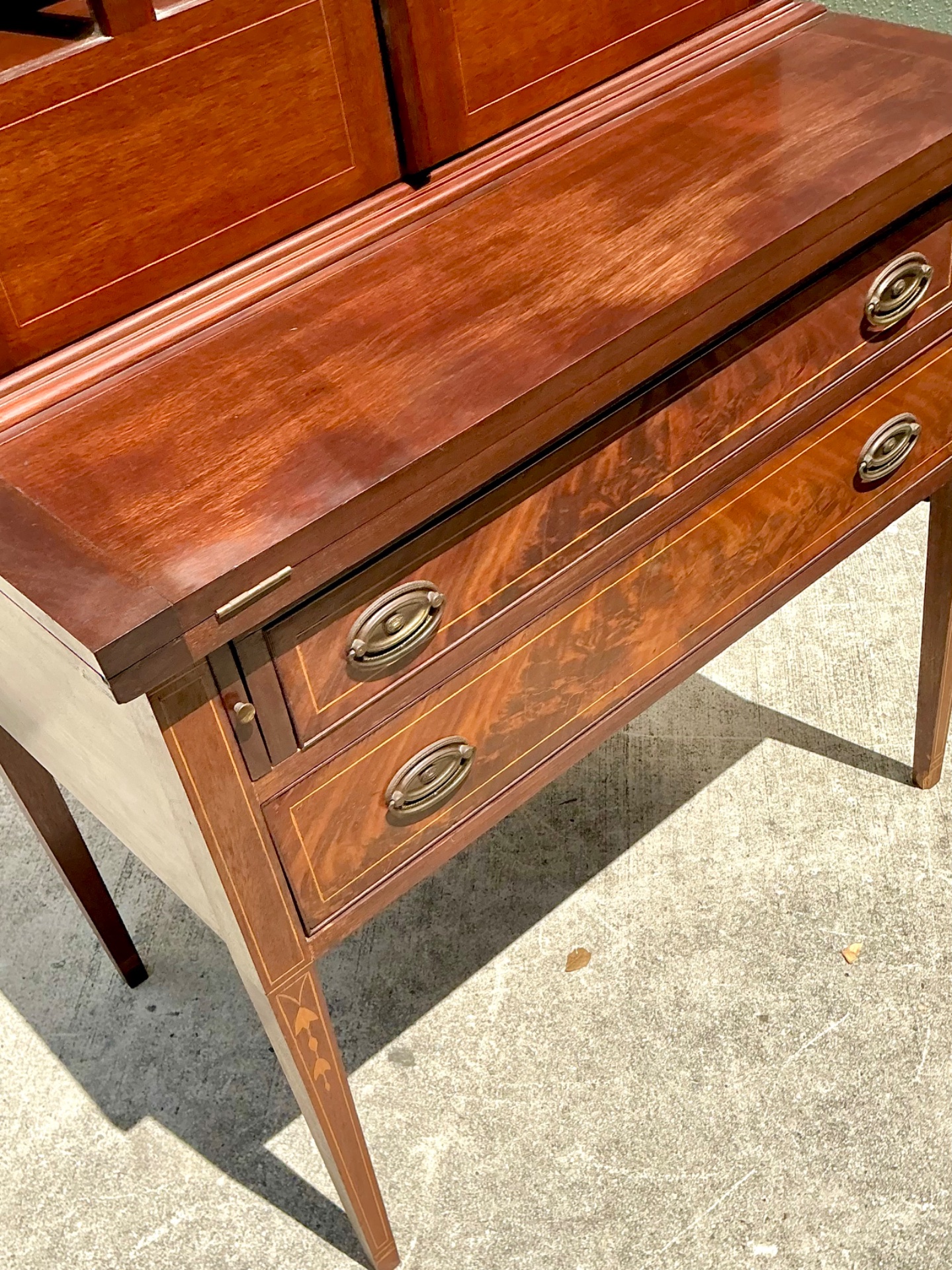 Vintage Marquetry Secretary Desk - Top view