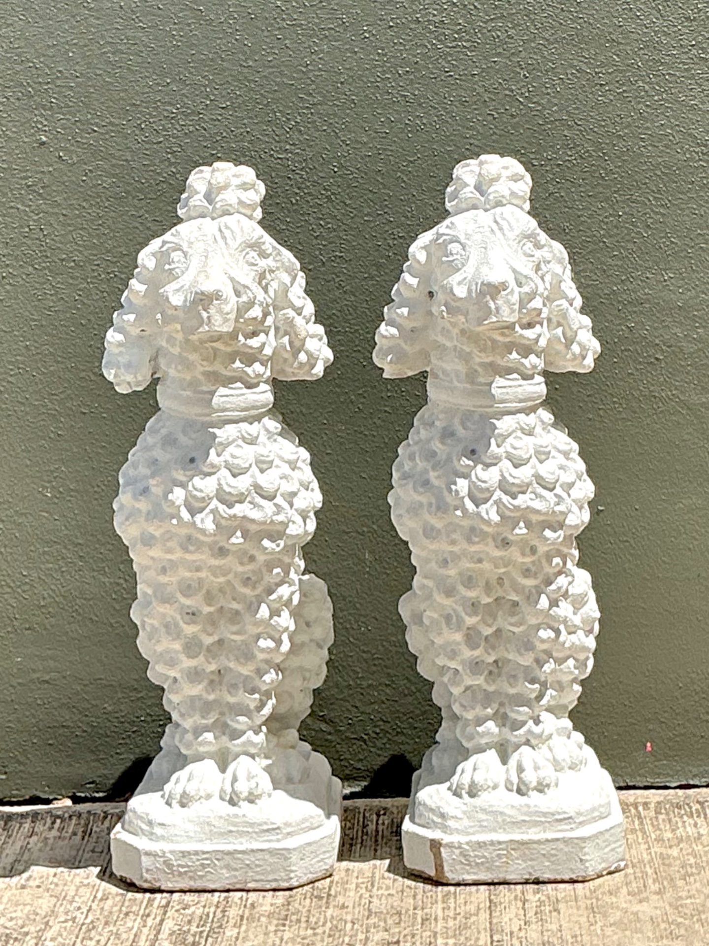 Vintage Cement French Poodle Figures - Back view