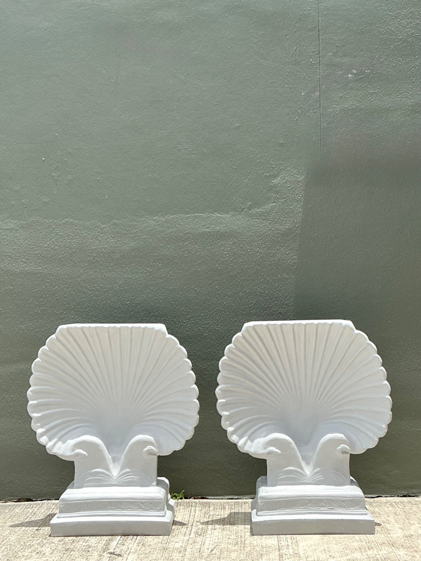 Vintage Clam Shell Pedestals - Set Of 2 - Top view